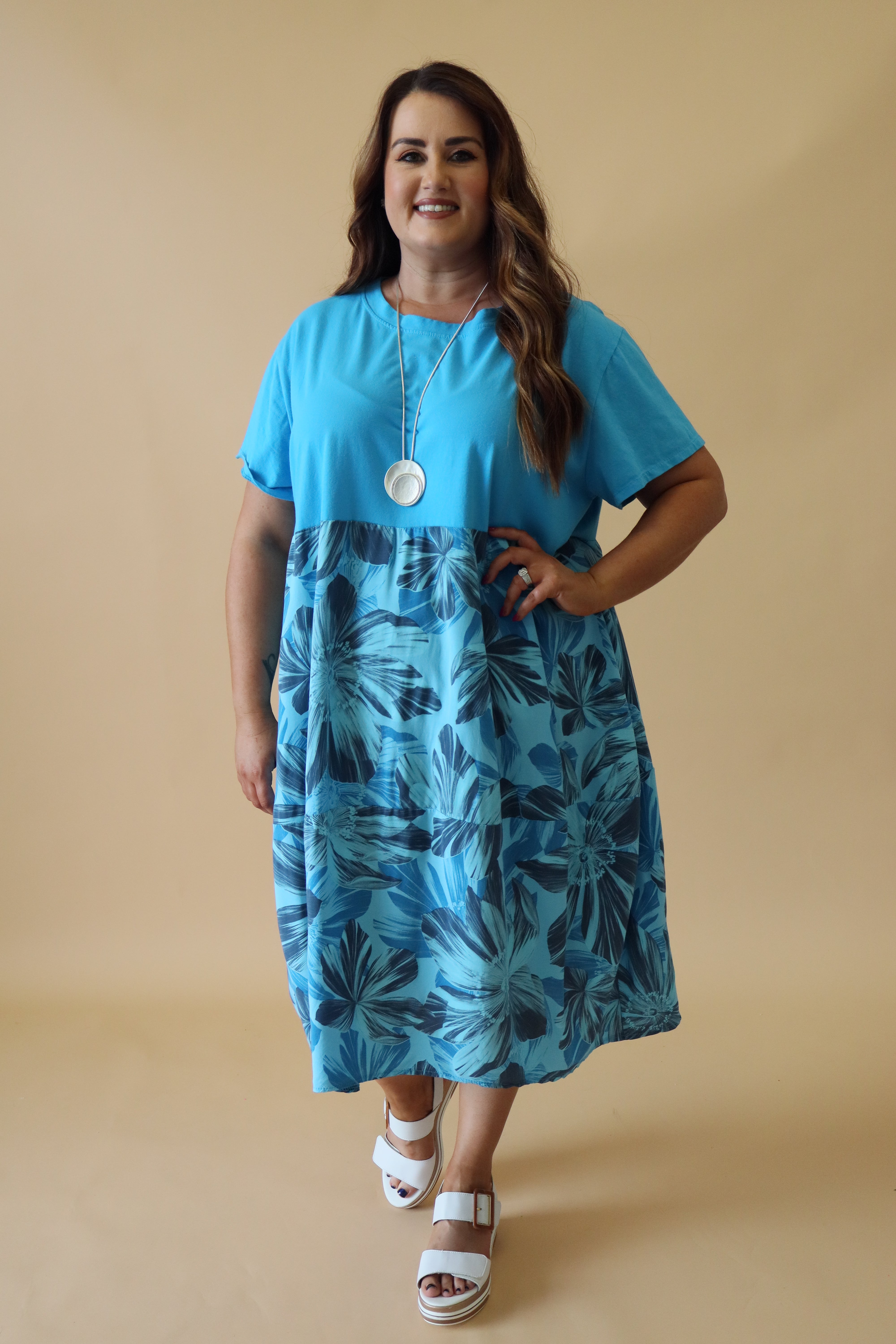 Gianni Floral Dress in Light Blue