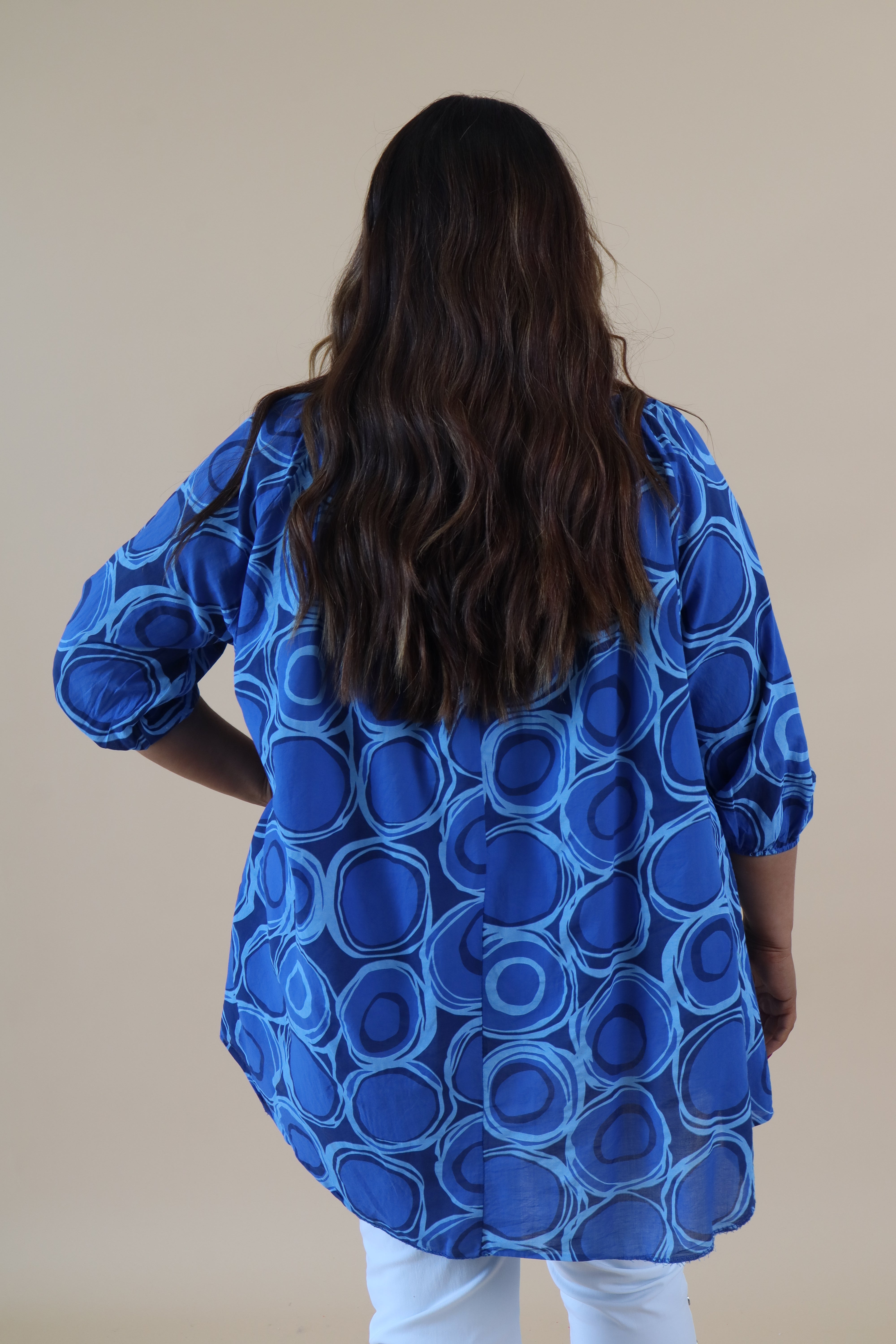 Casey Printed Blouse in Blue