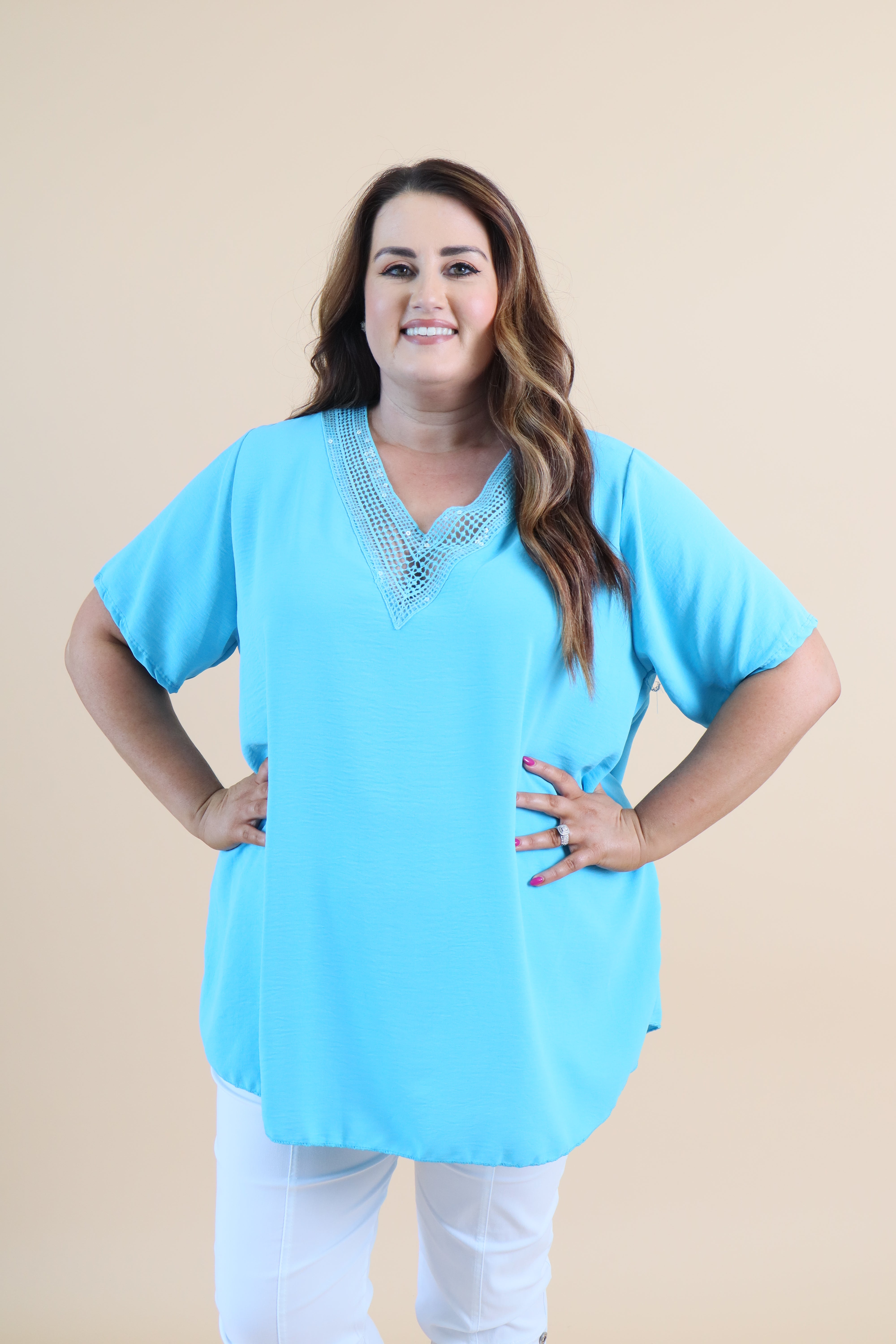 Ruth Sequin Top in Blue
