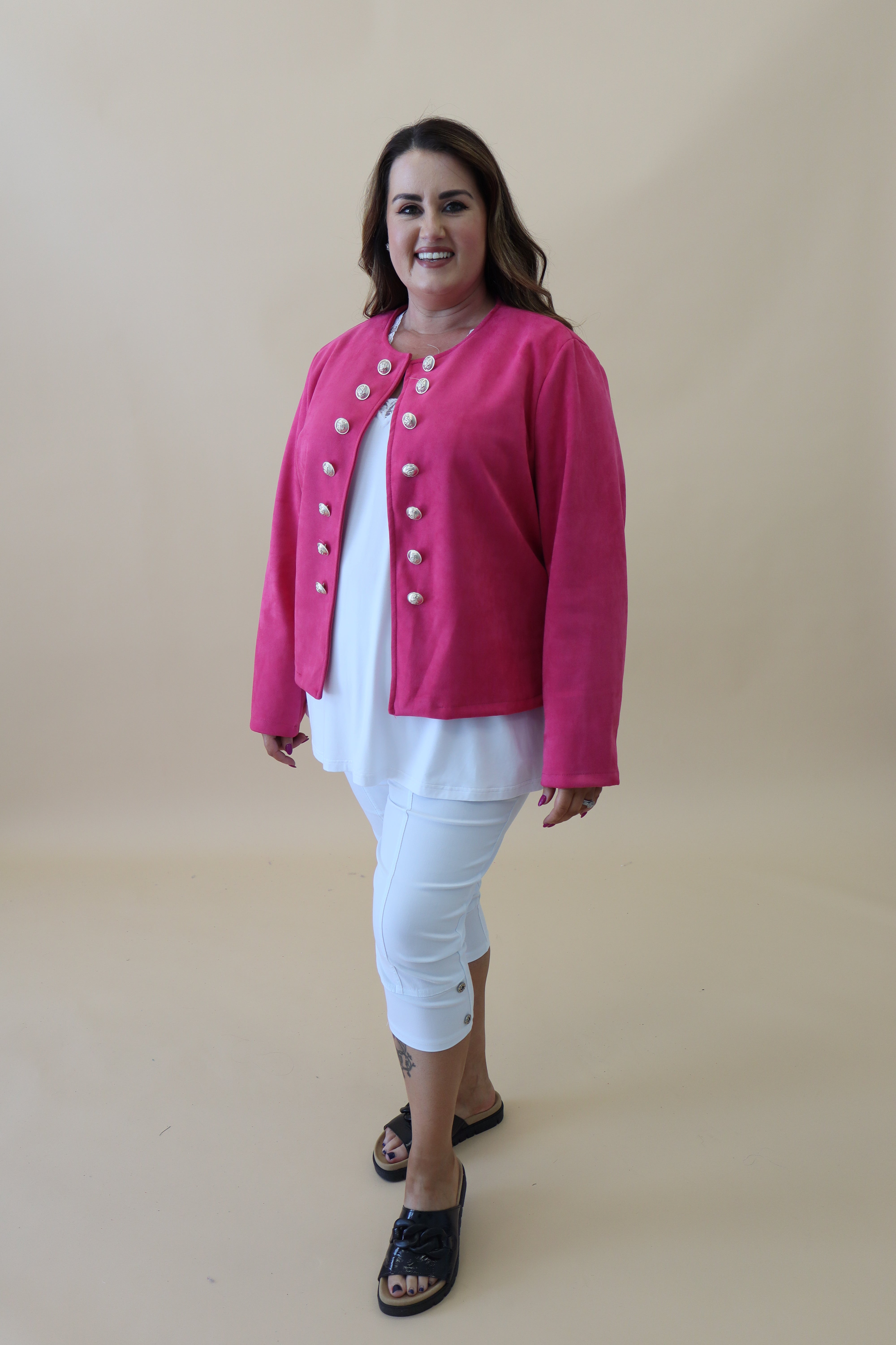 Veda Suede Military Jacket in Pink