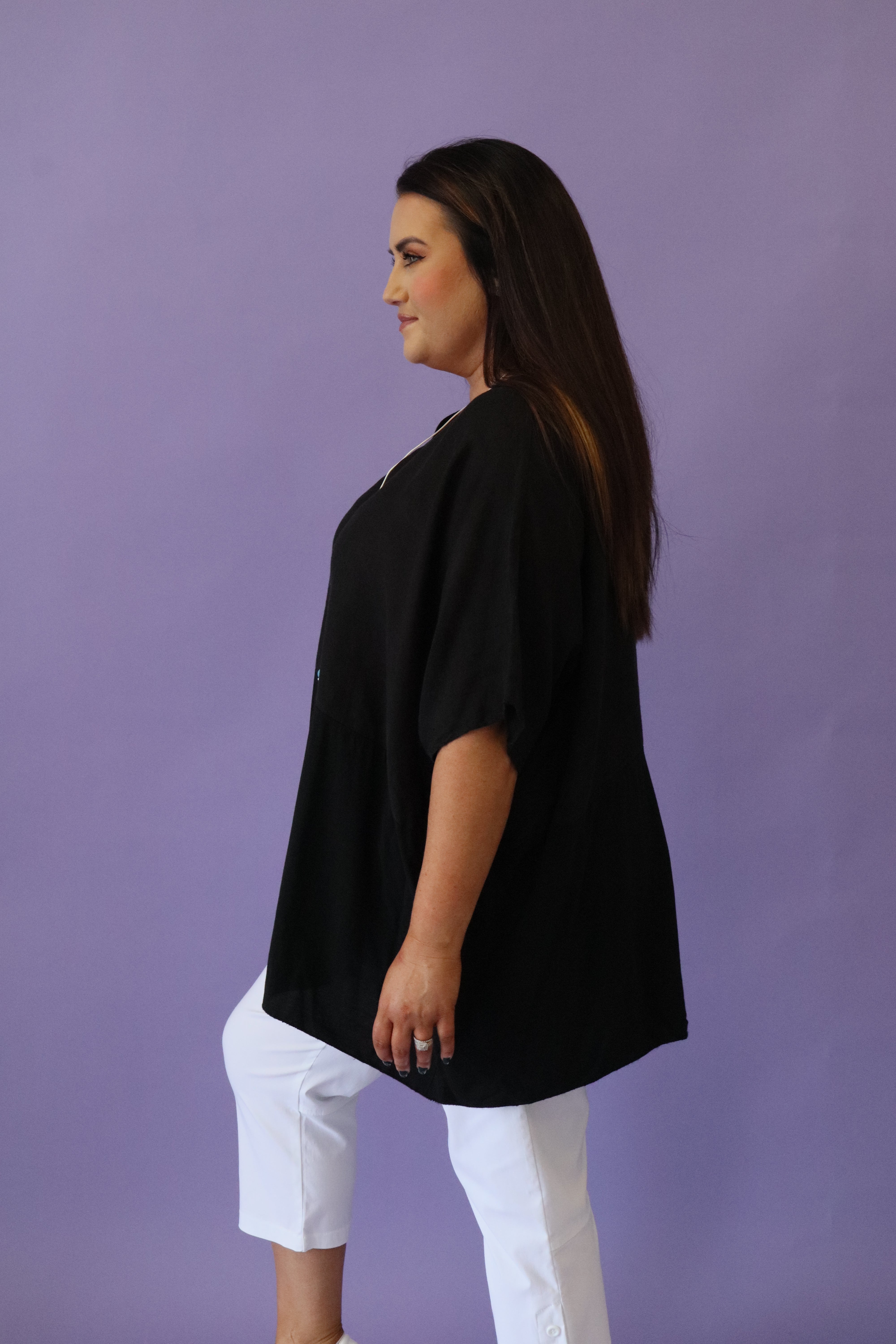 Cali Linen Top in Black