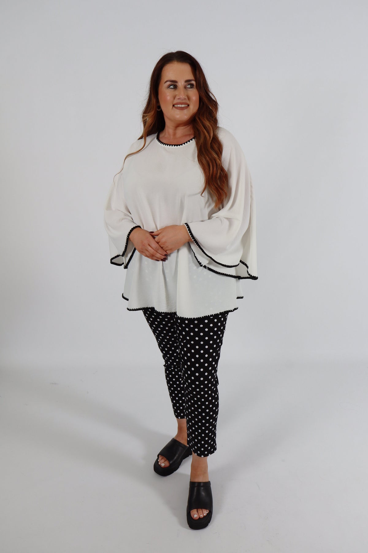 Robell 7/8ths Trousers | Black Polka Dot