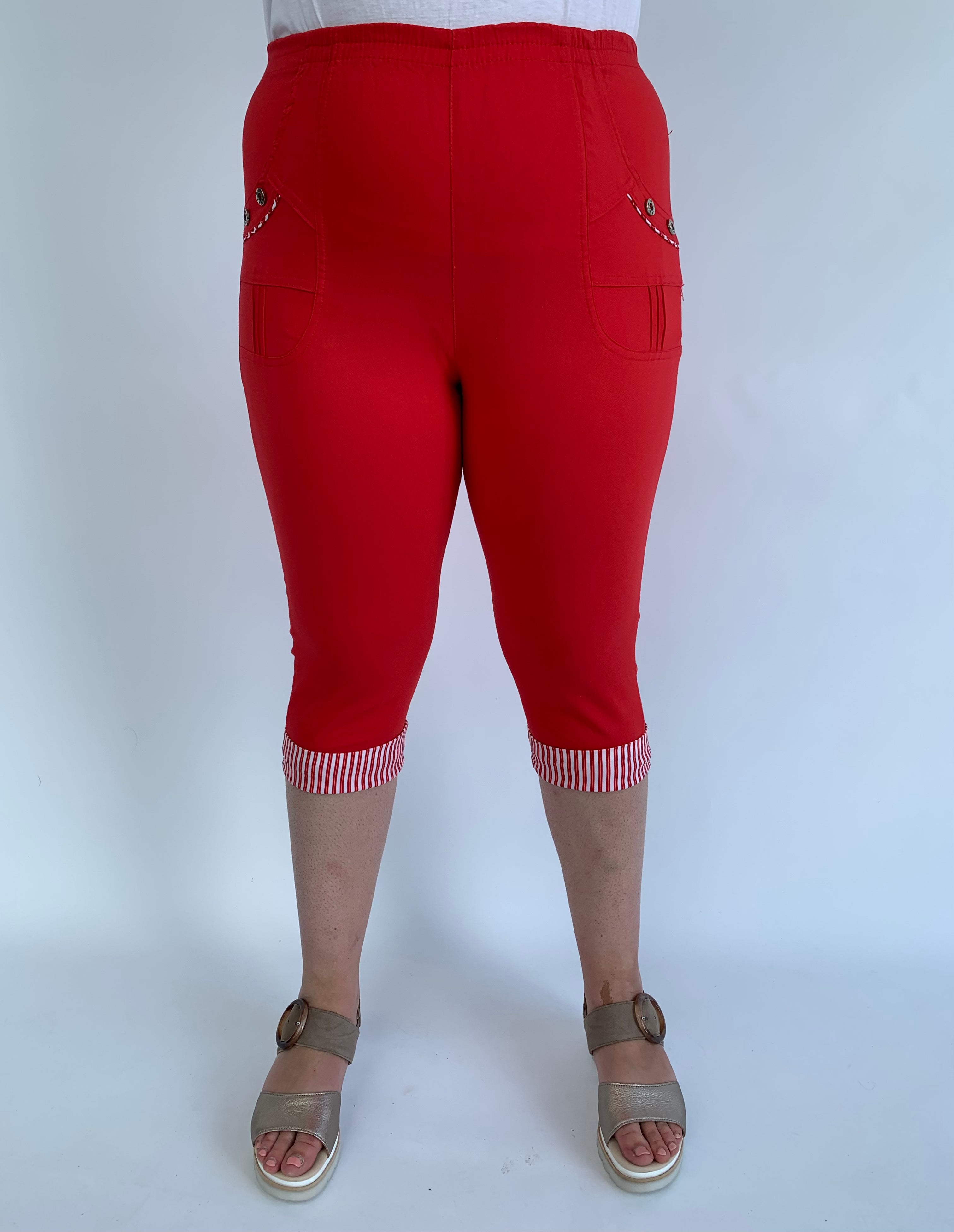 Zuri Striped Crops in Red