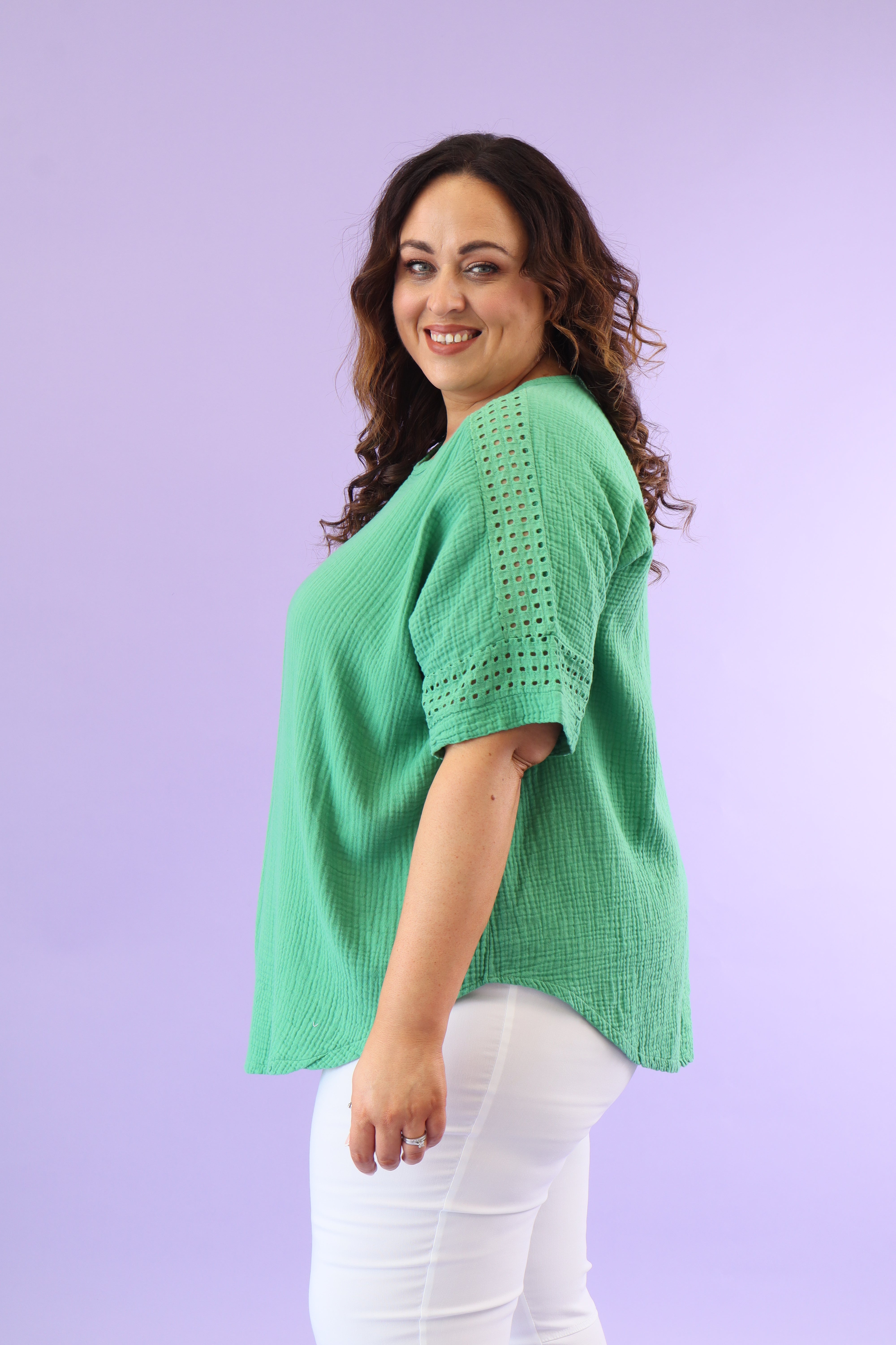 Hana Cotton Blouse in Green