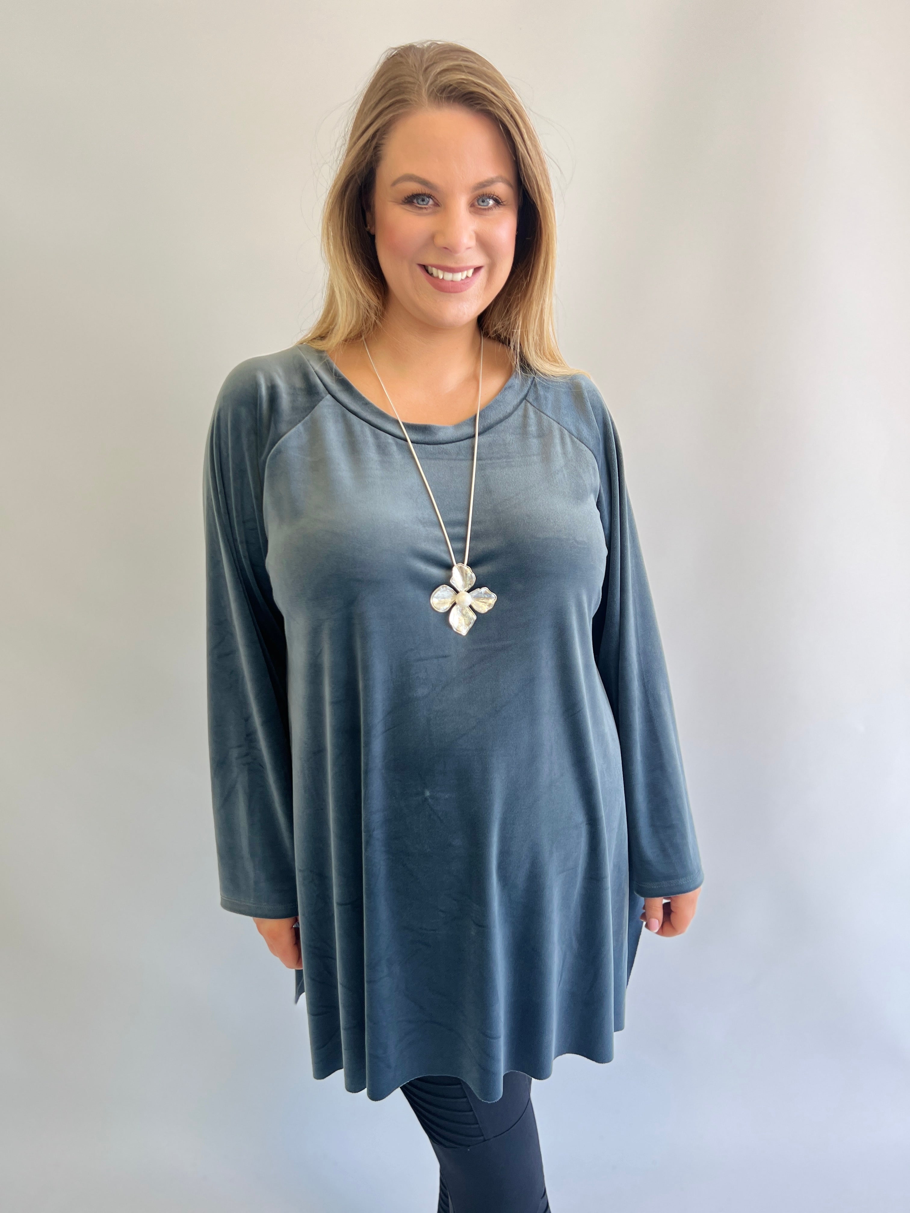 Honey Velvet Tunic in Grey