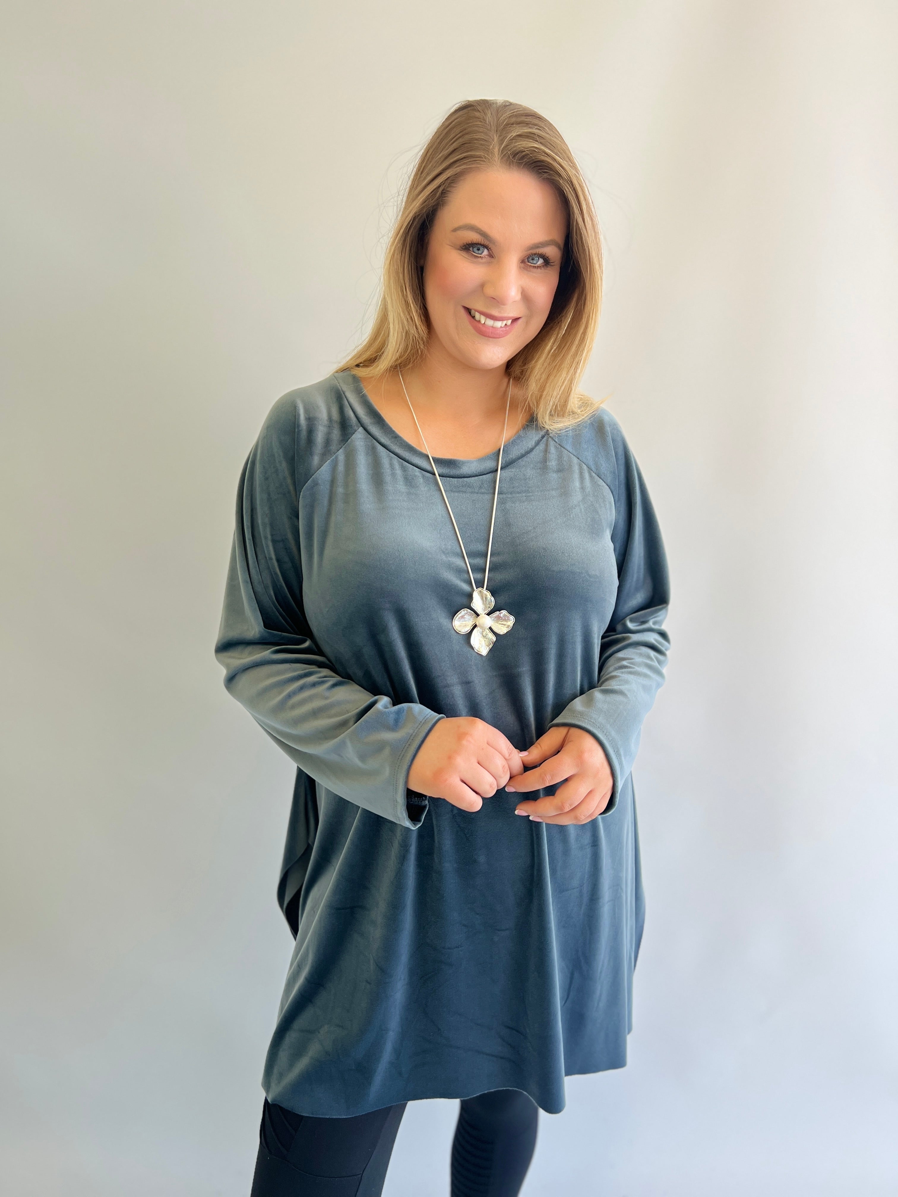 Honey Velvet Tunic in Grey