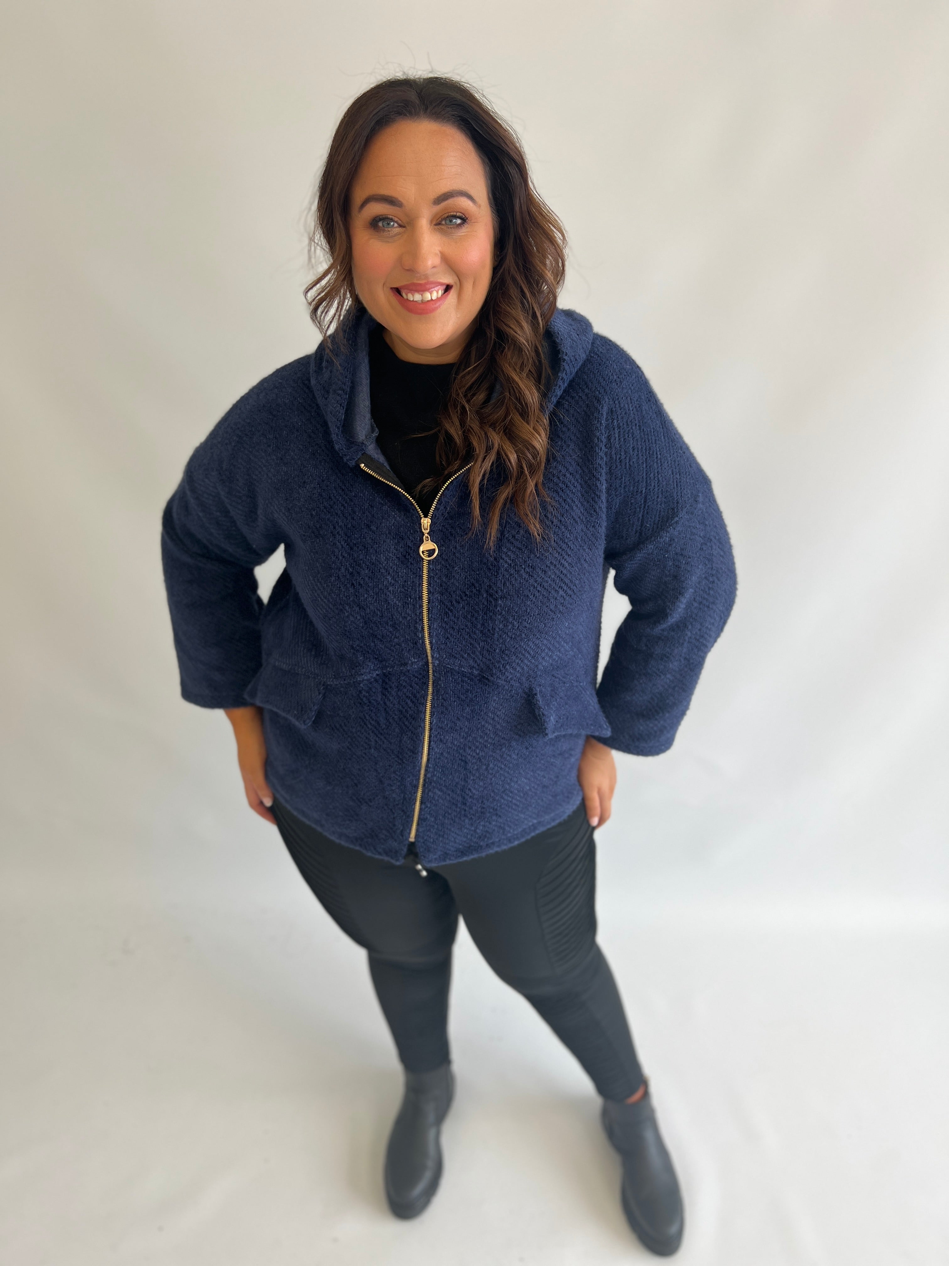 Adriana Cosy Jacket in Navy