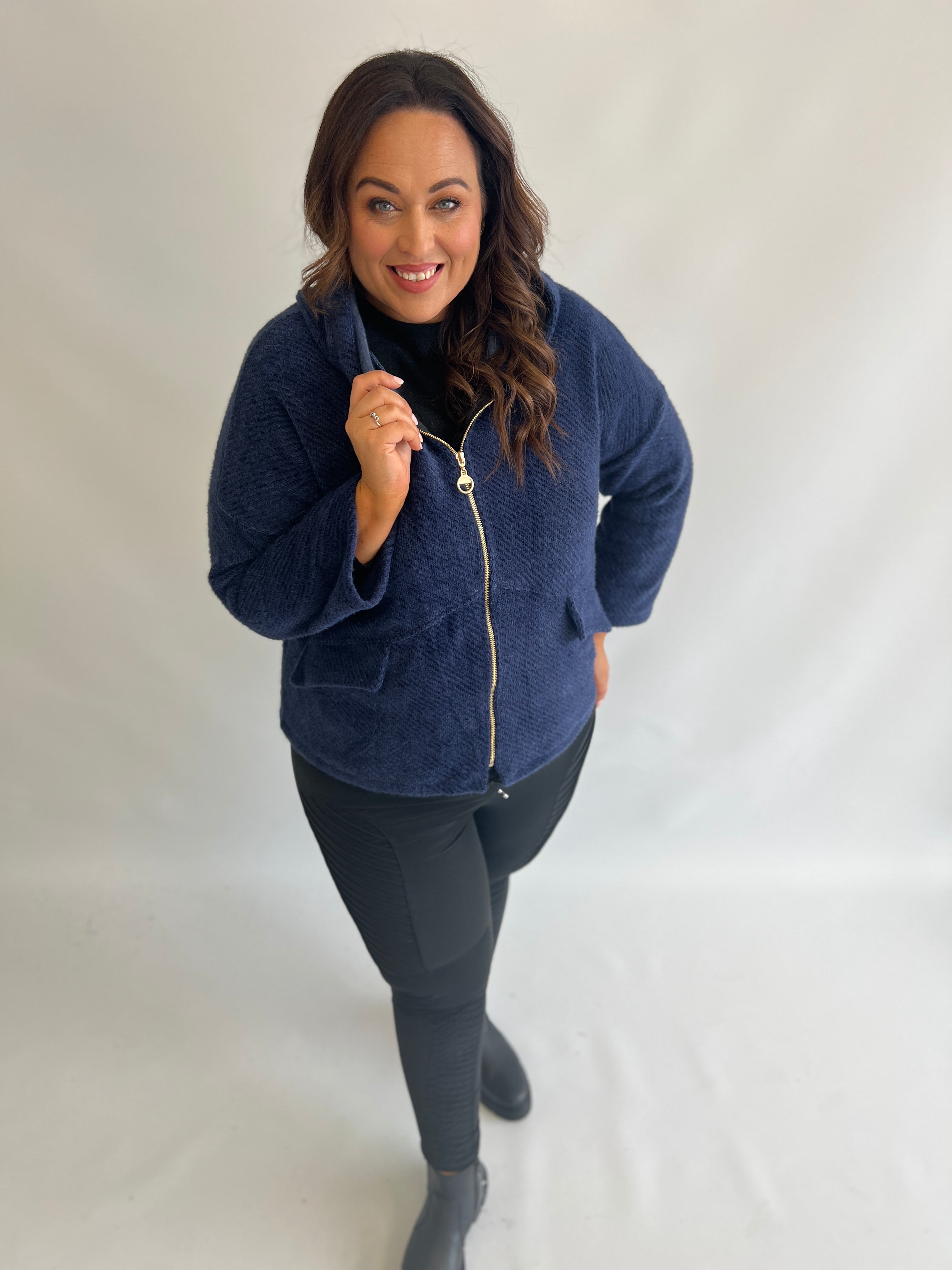 Adriana Cosy Jacket in Navy