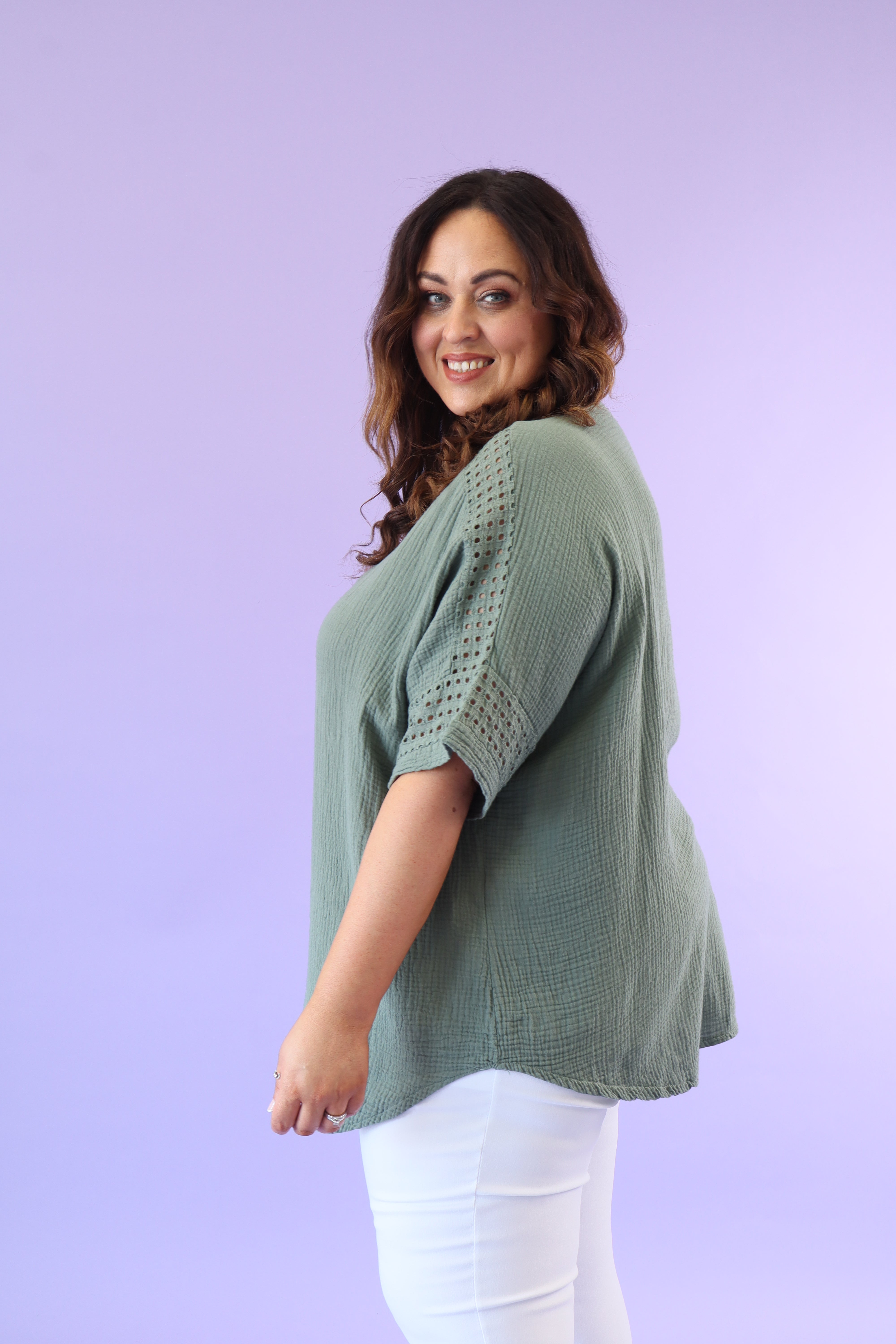 Hana Cotton Blouse in Khaki