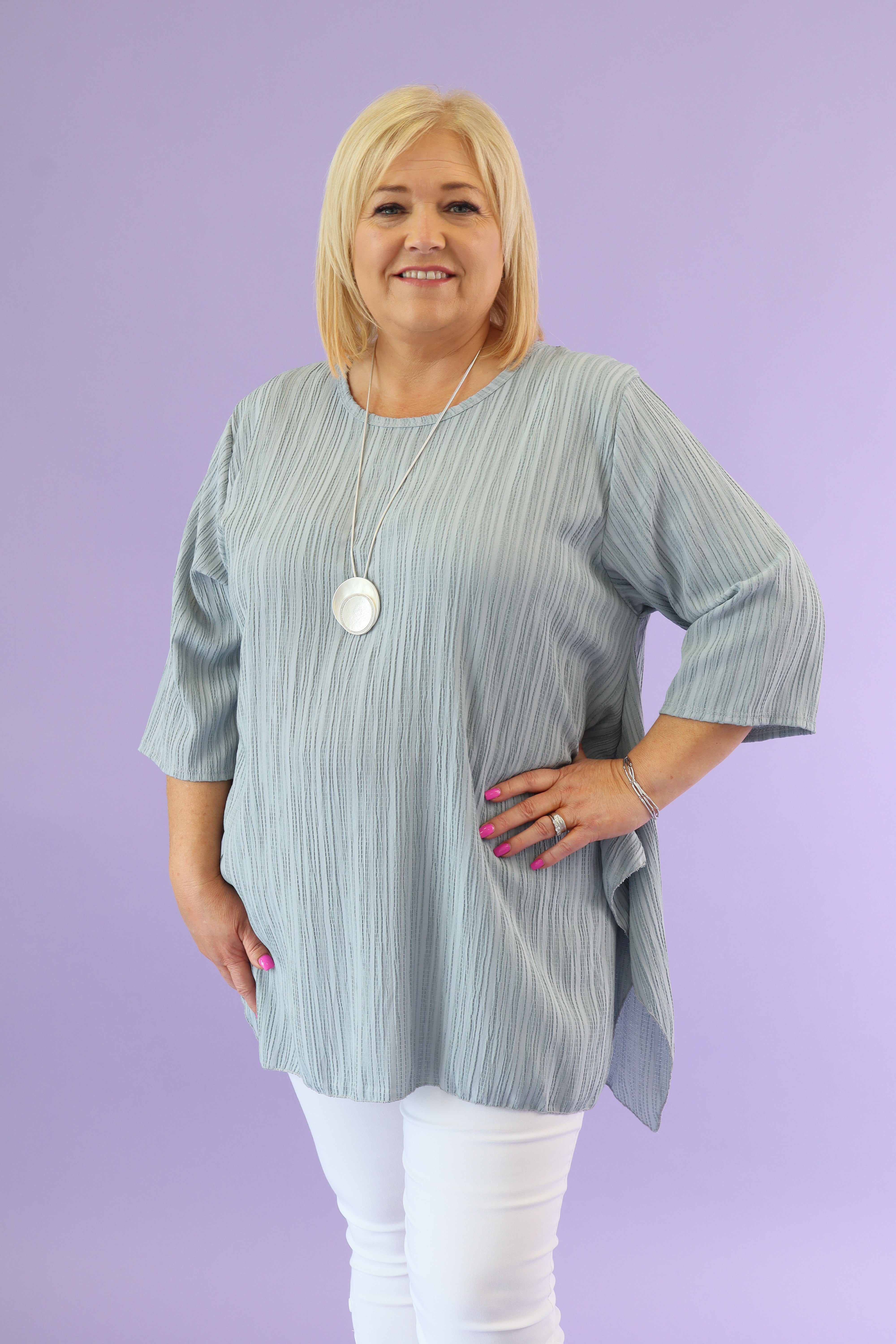 Penny Crinkled Top in Grey