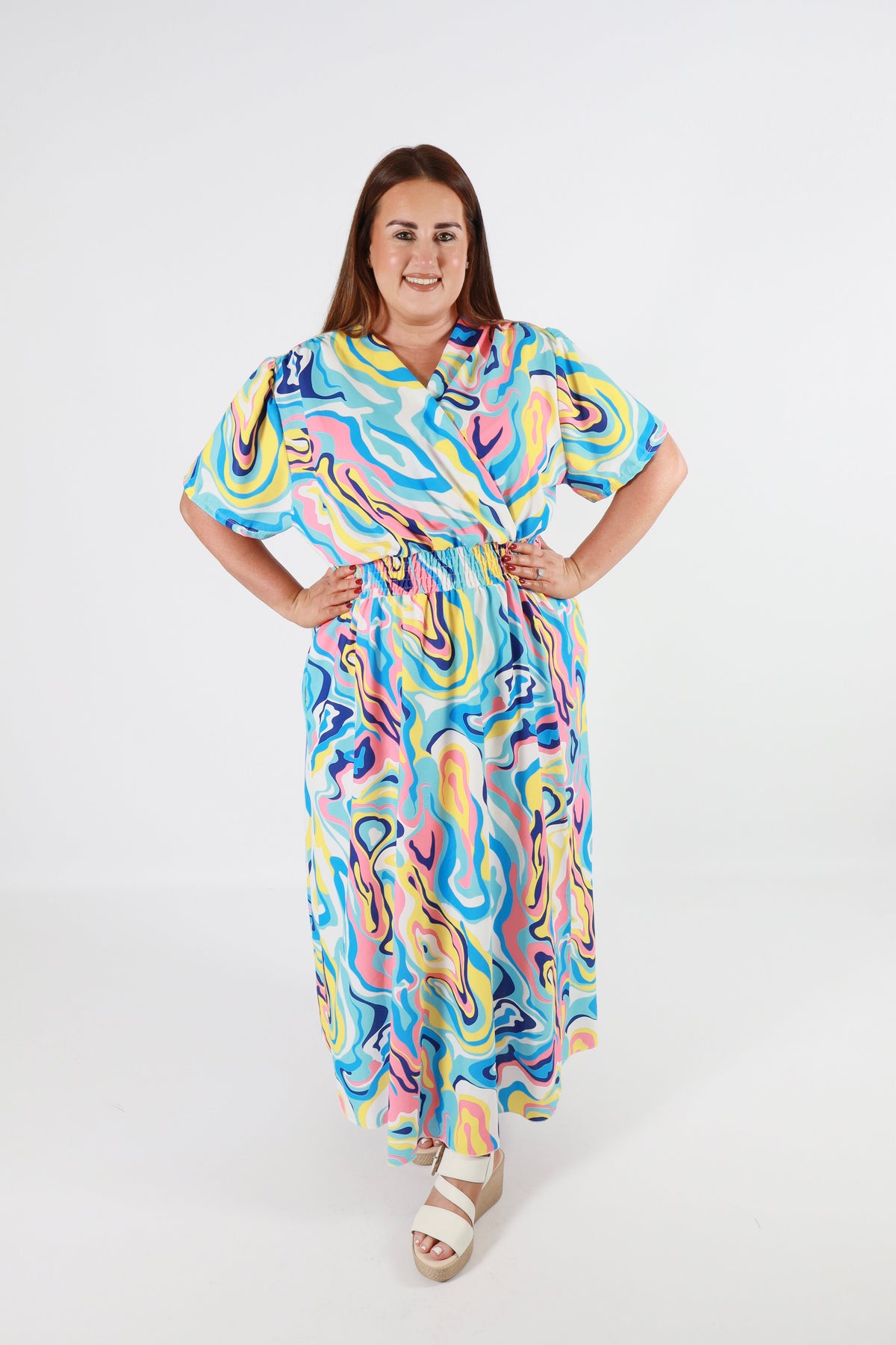 Isla Dress in Blue Swirl