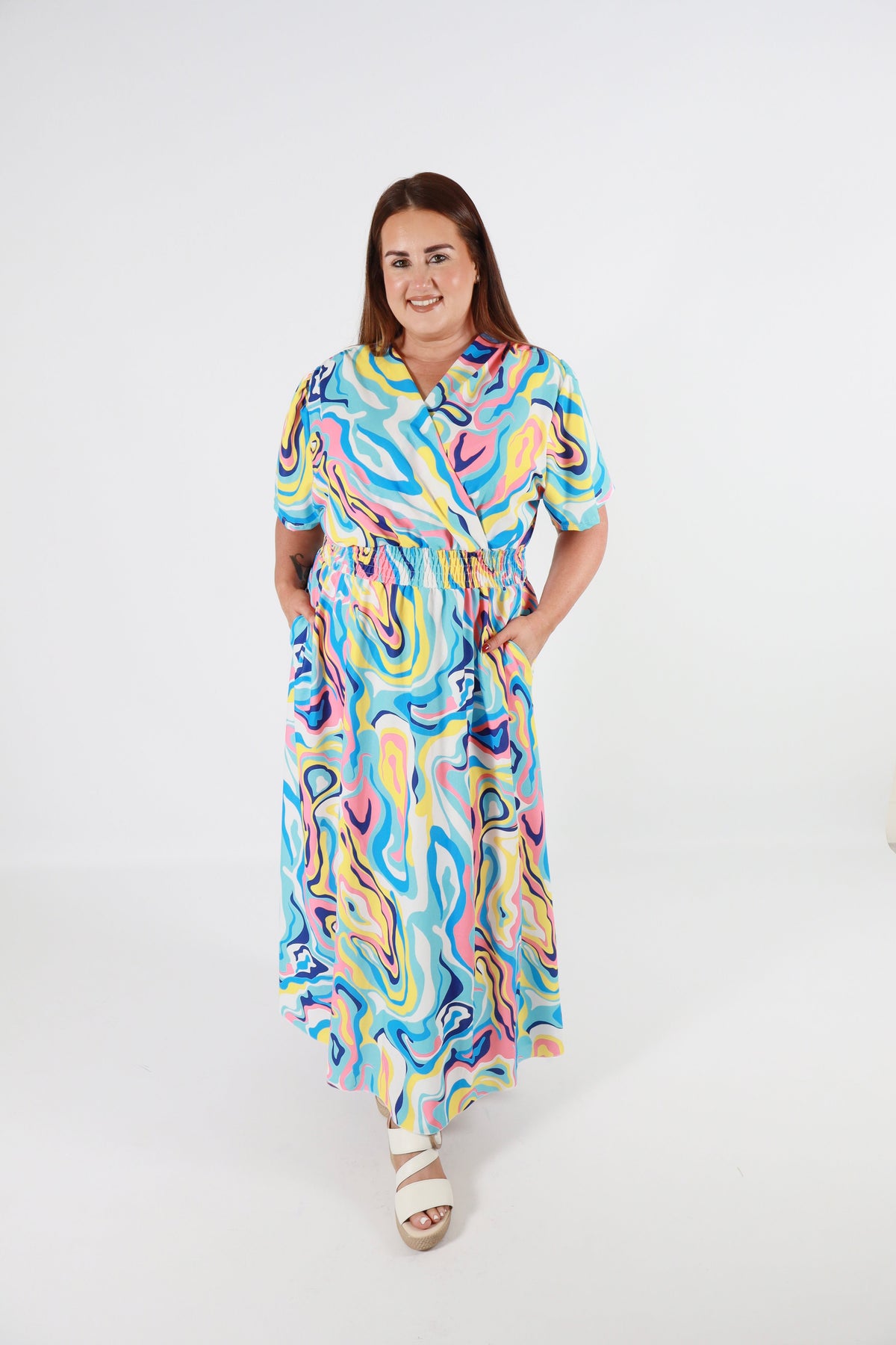 Isla Dress in Blue Swirl
