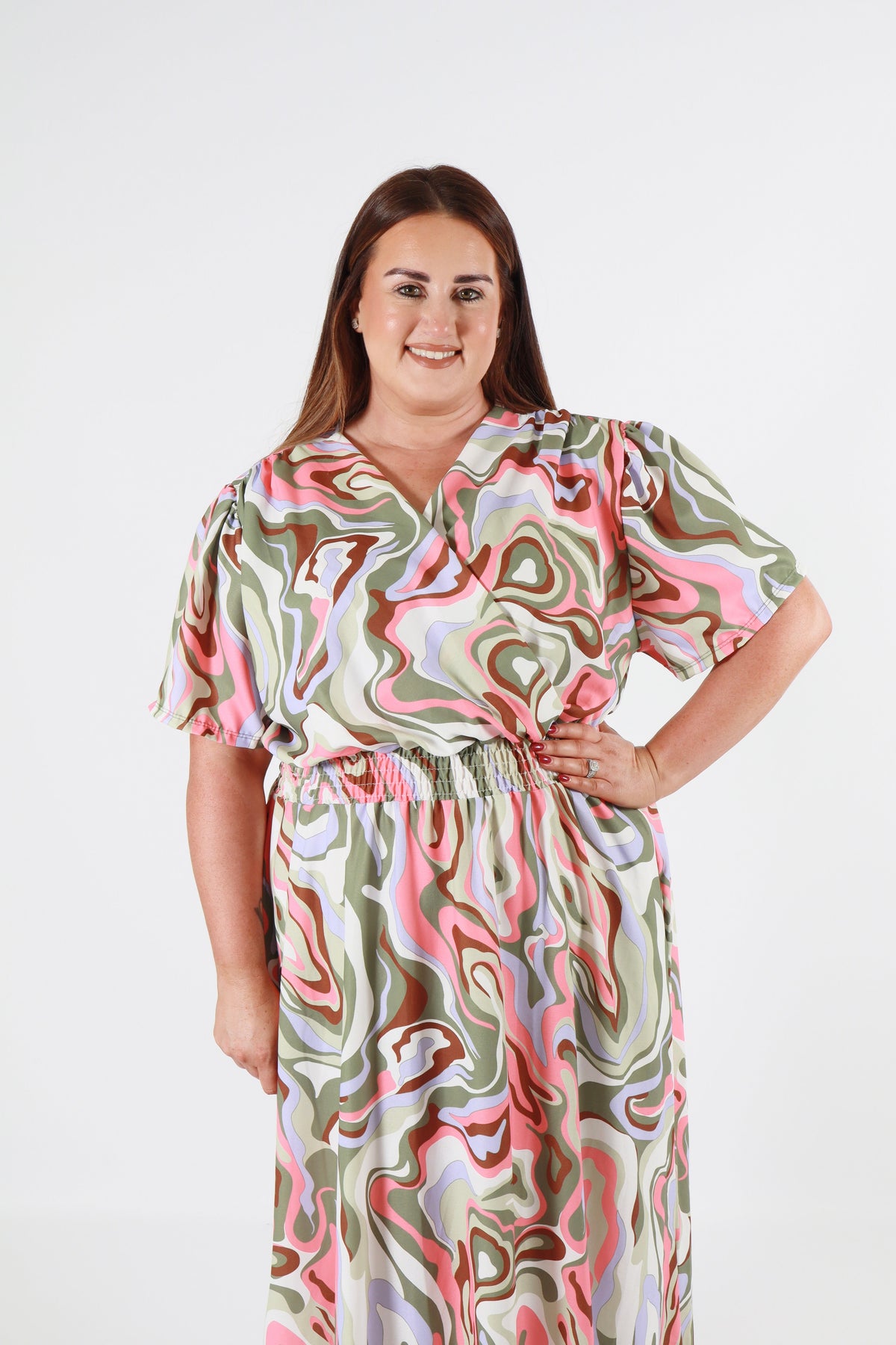Isla Dress in Khaki Swirl