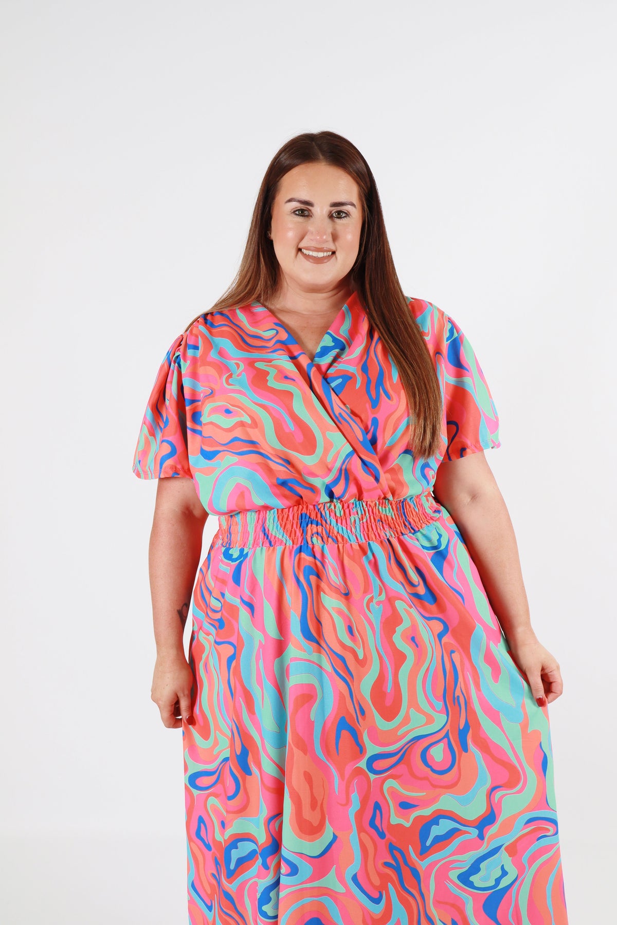 Isla Dress in Orange Swirl