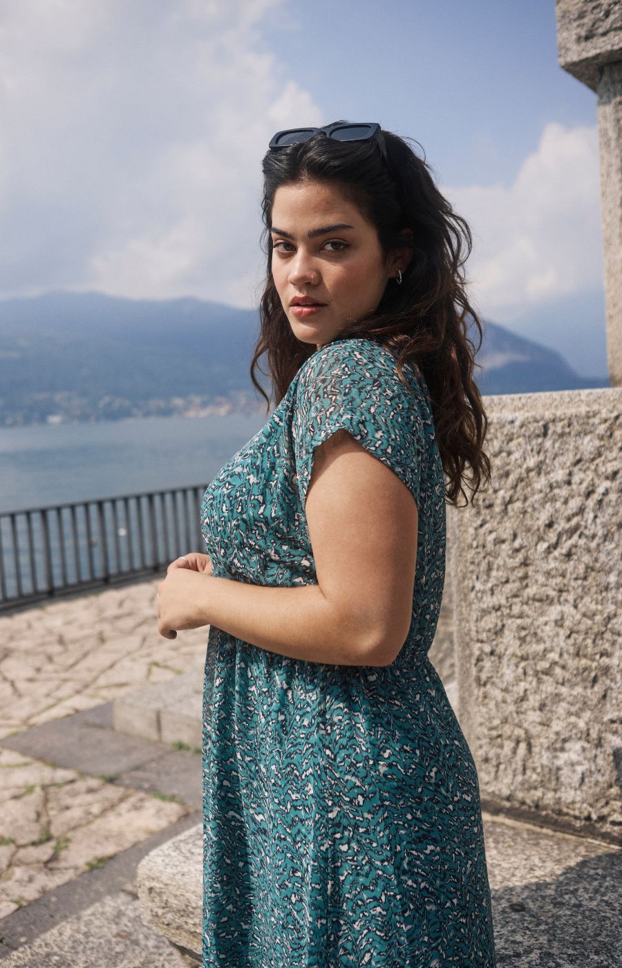 Kaffe Curve Belia Dress in Teal