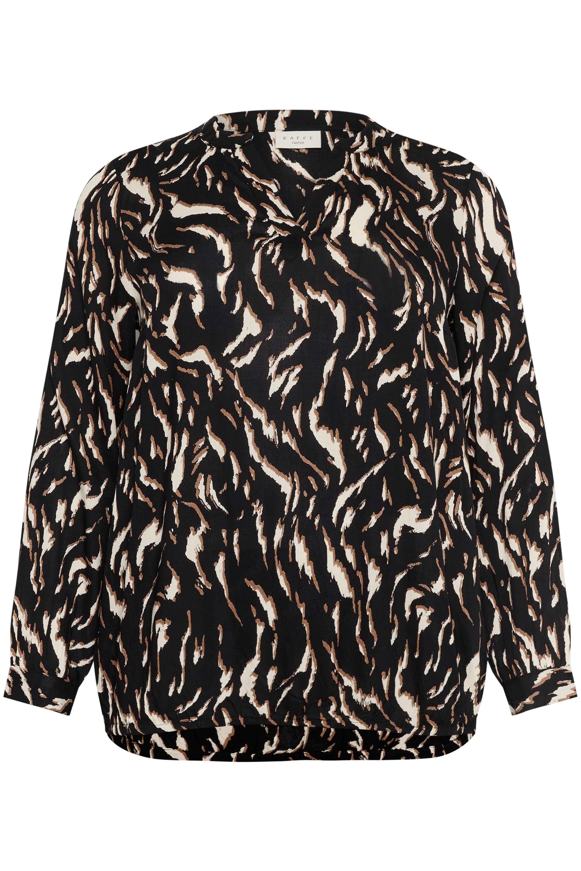 Kaffe Curve Diana Blouse in Black Tiger Print 