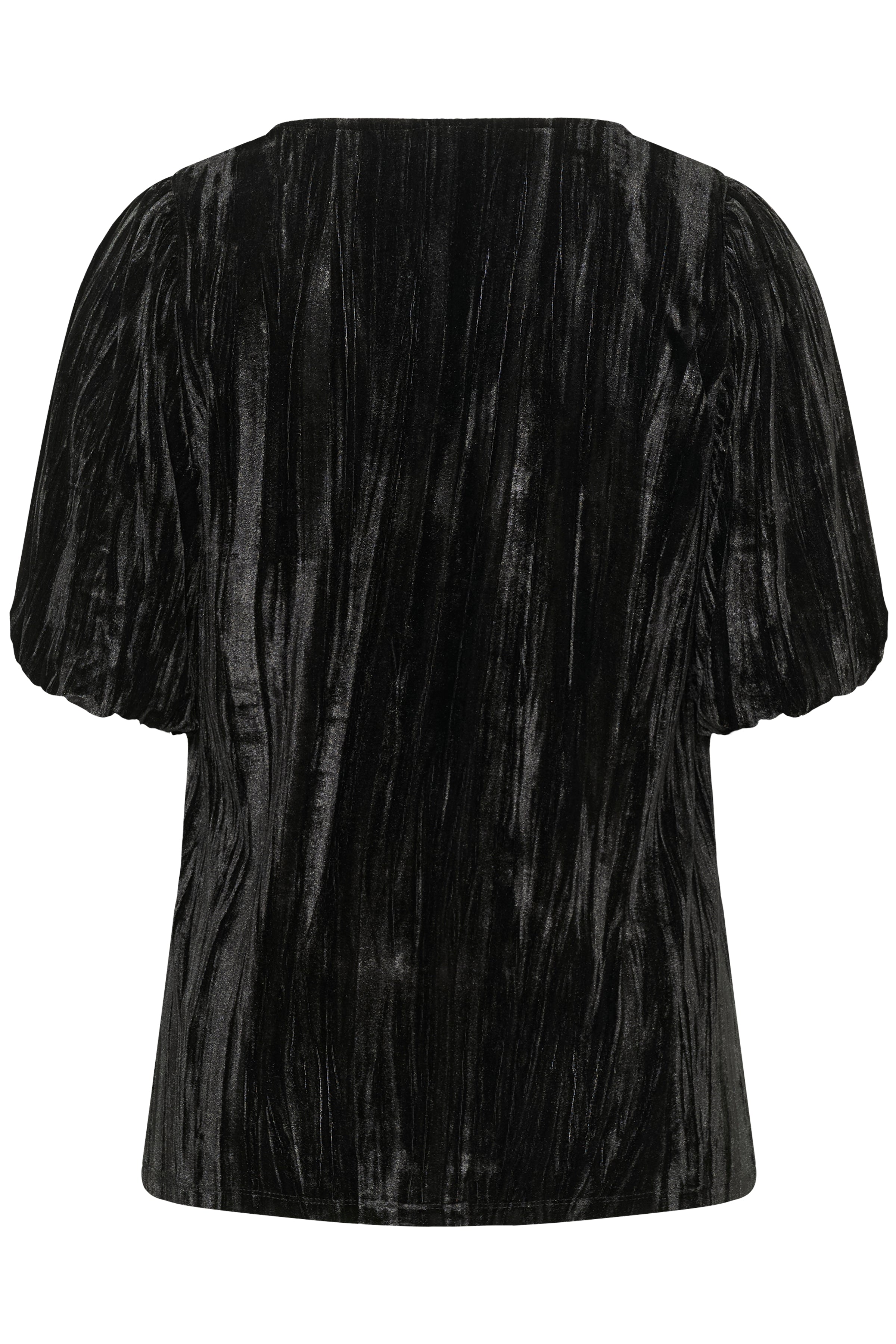 Black textured blouse on a white background