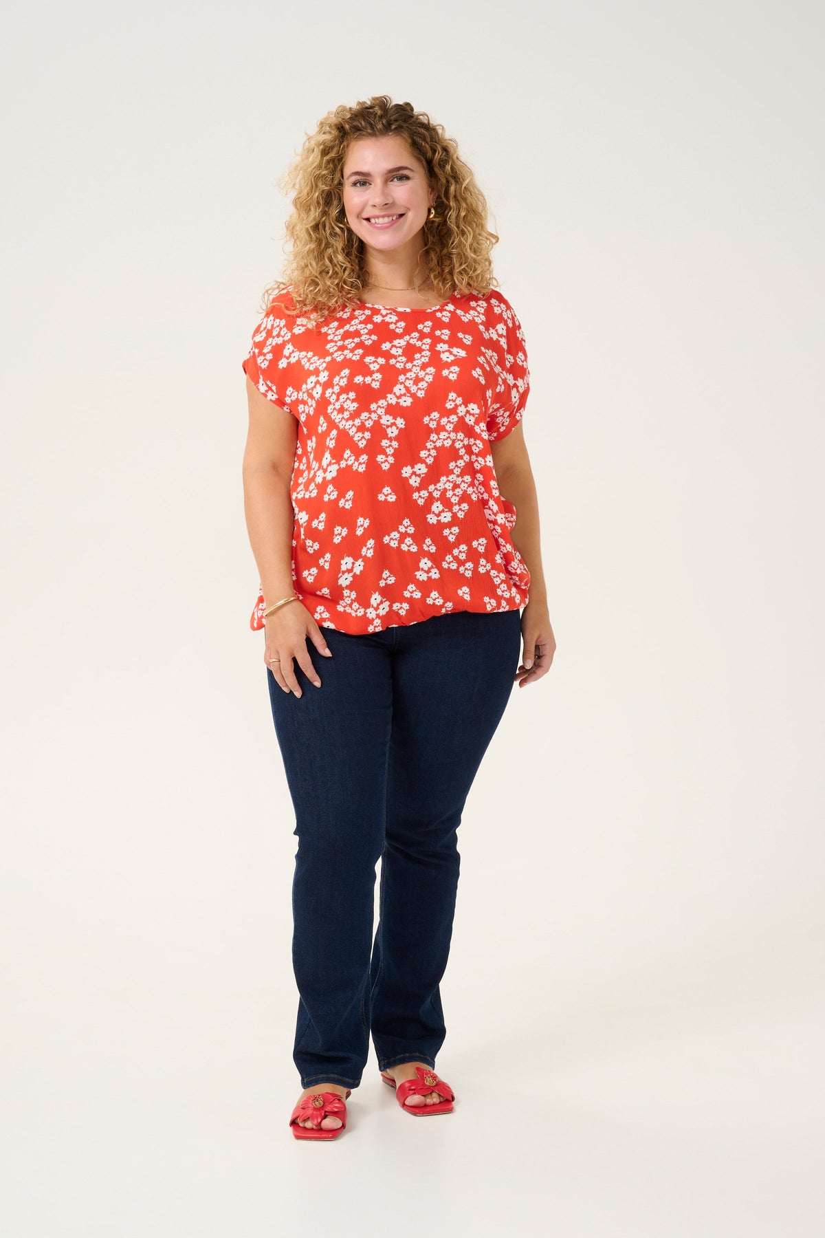 Kaffe Curve Stanley Blouse Red Floral Print