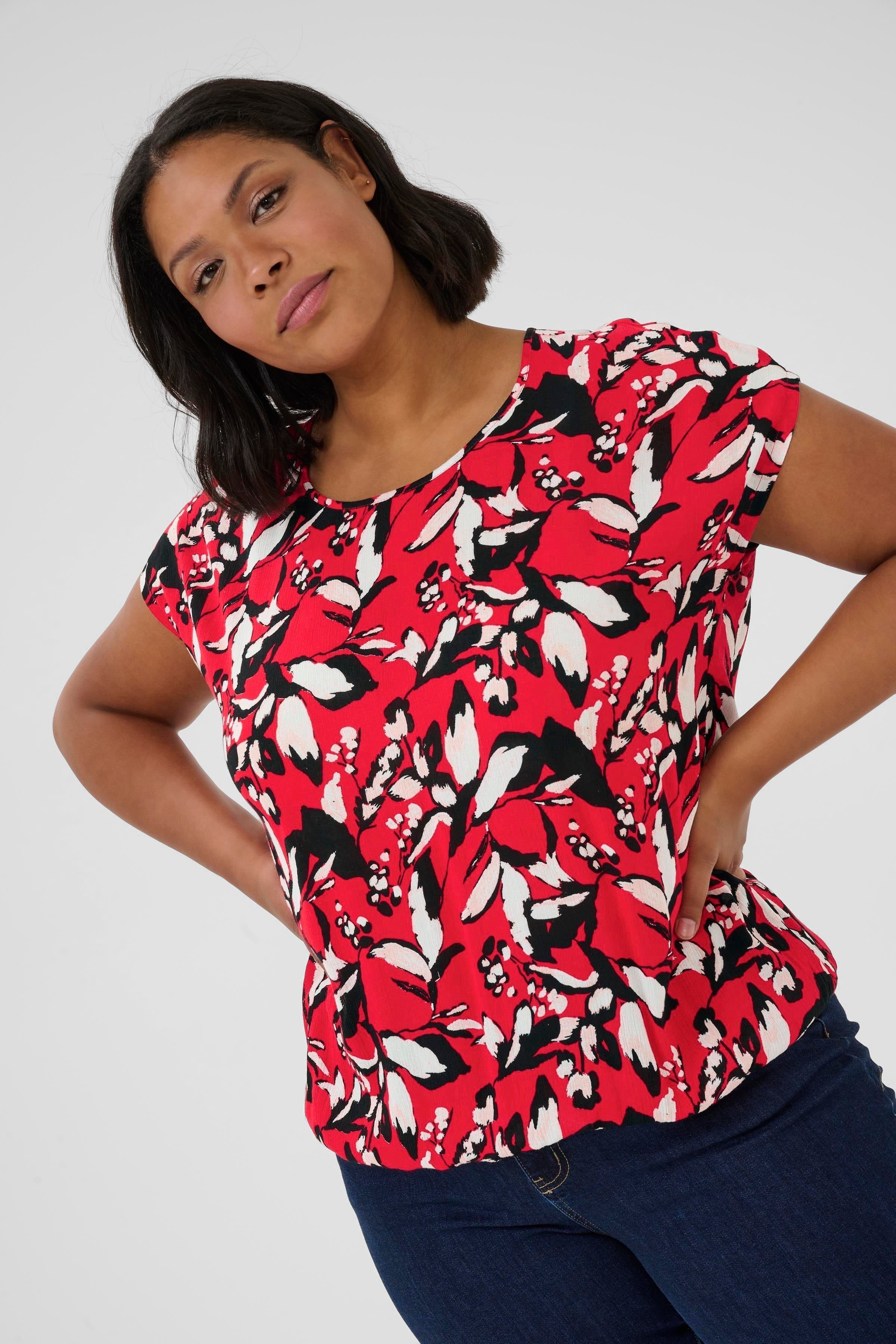 Kaffe Curve Stanley Blouse in Red Graphic Print