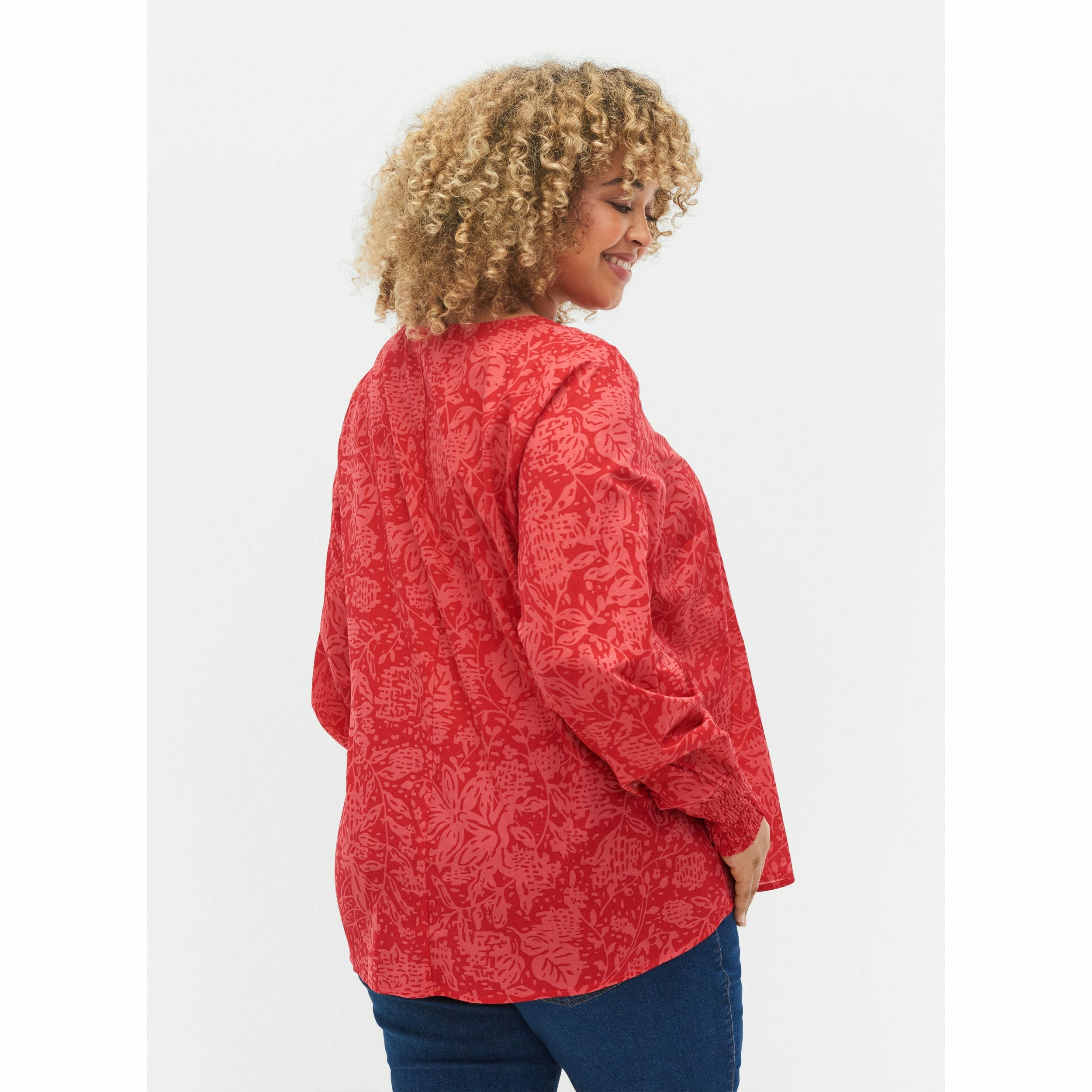 Zizzi Irma Blouse in Red - Wardrobe Plus