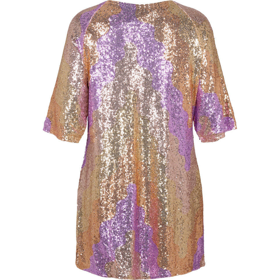 Zizzi Sequin Dress in Gold - Wardrobe Plus