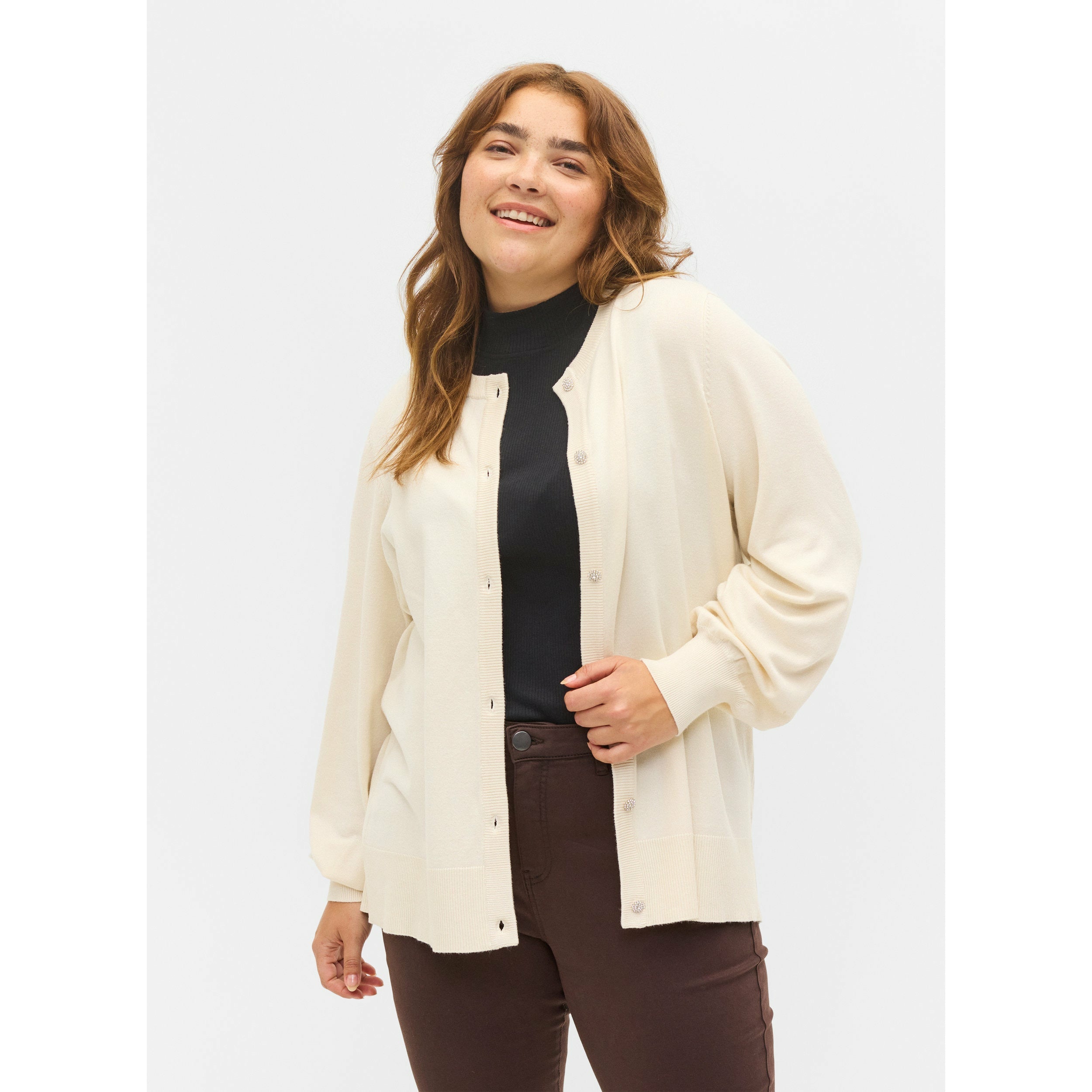 Zizzi Cardigan in Birch - Wardrobe Plus