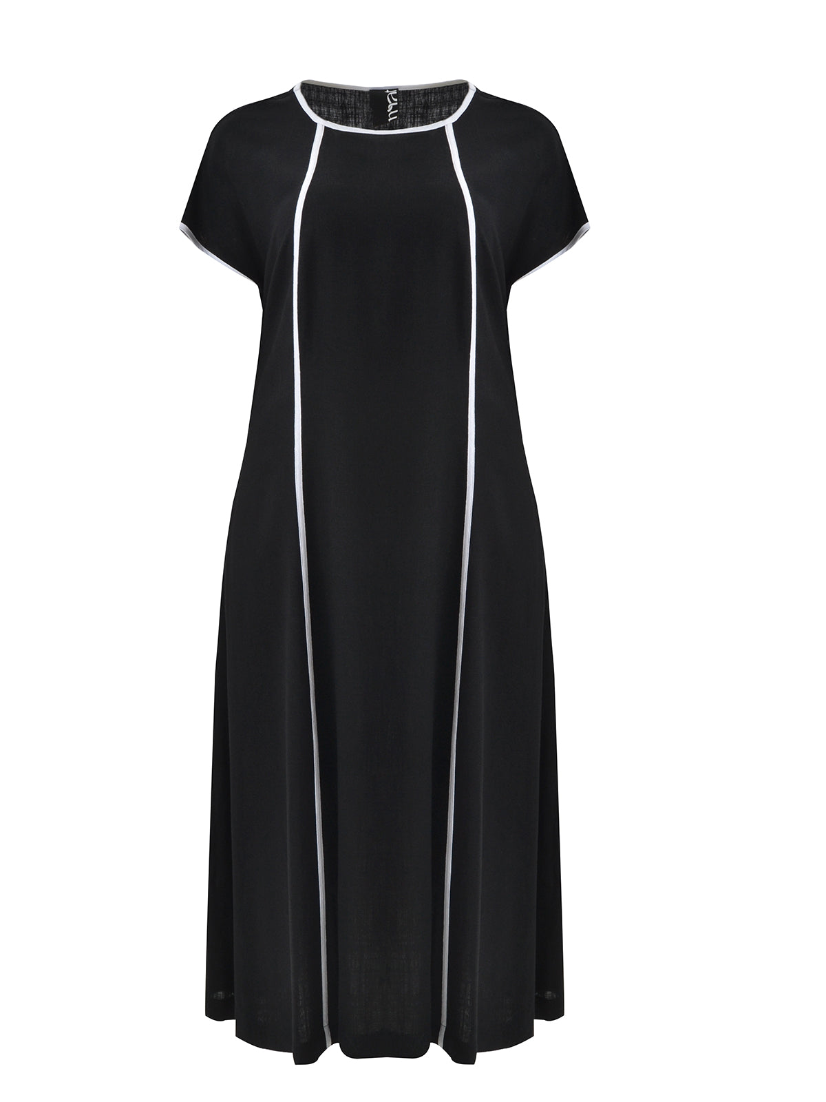 Mat Black Dress with White Stripes