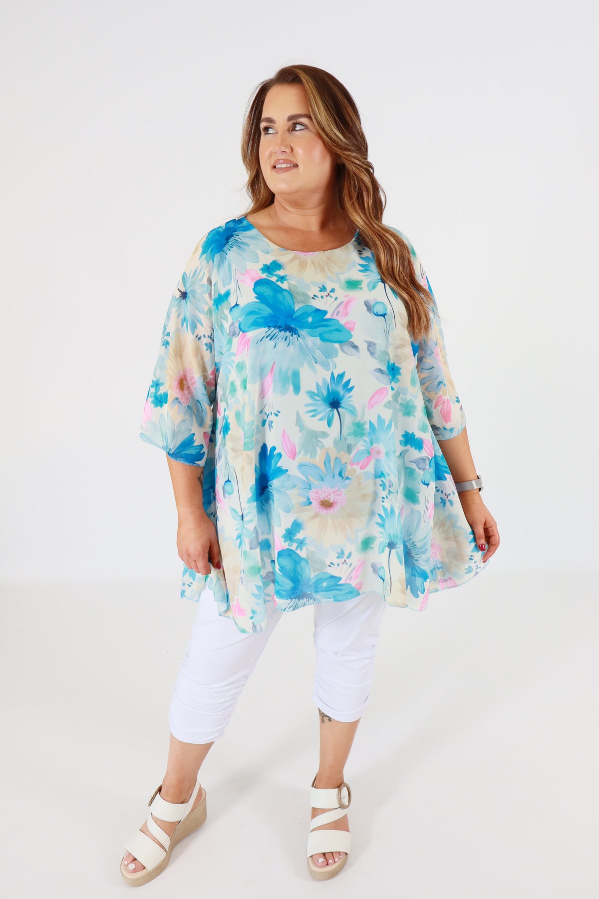 Mia Floral Blouse in Blue