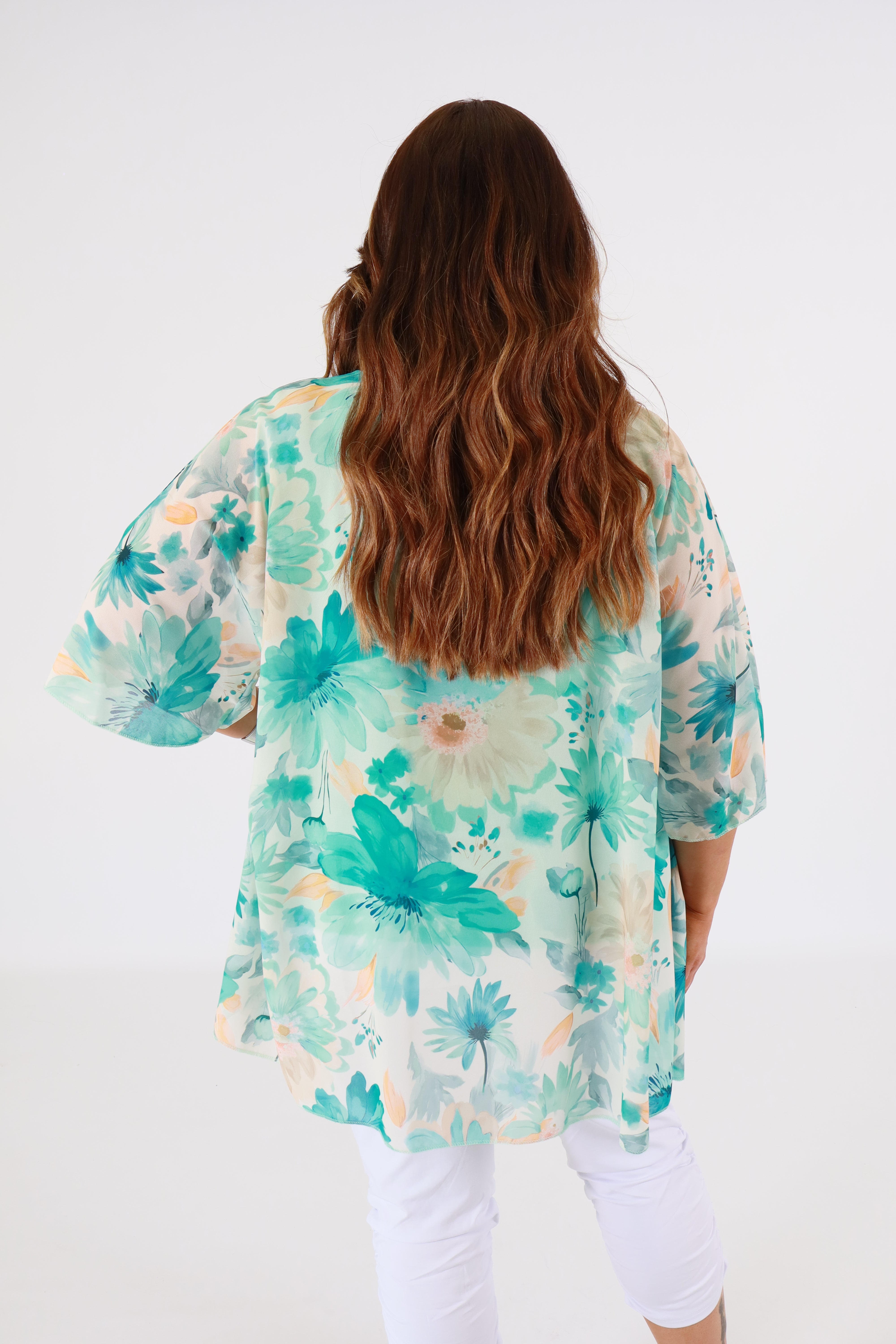 Mia Floral Blouse in Turquoise