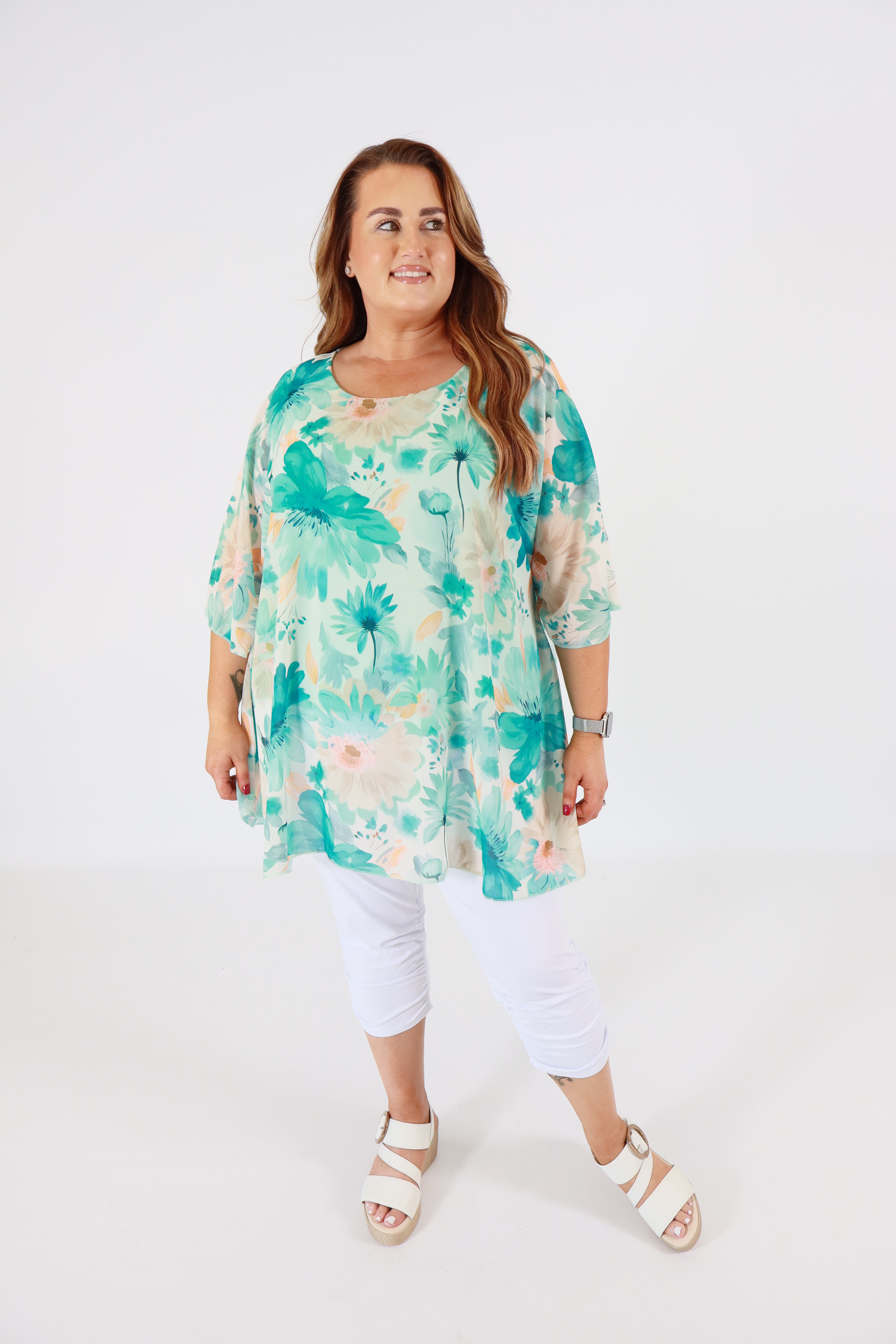 Mia Floral Blouse in Turquoise