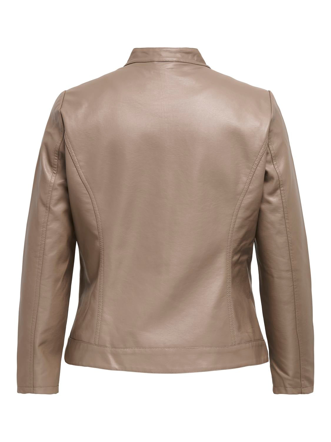 Only Carmakoma Robber Faux Leather Jacket in Walnut