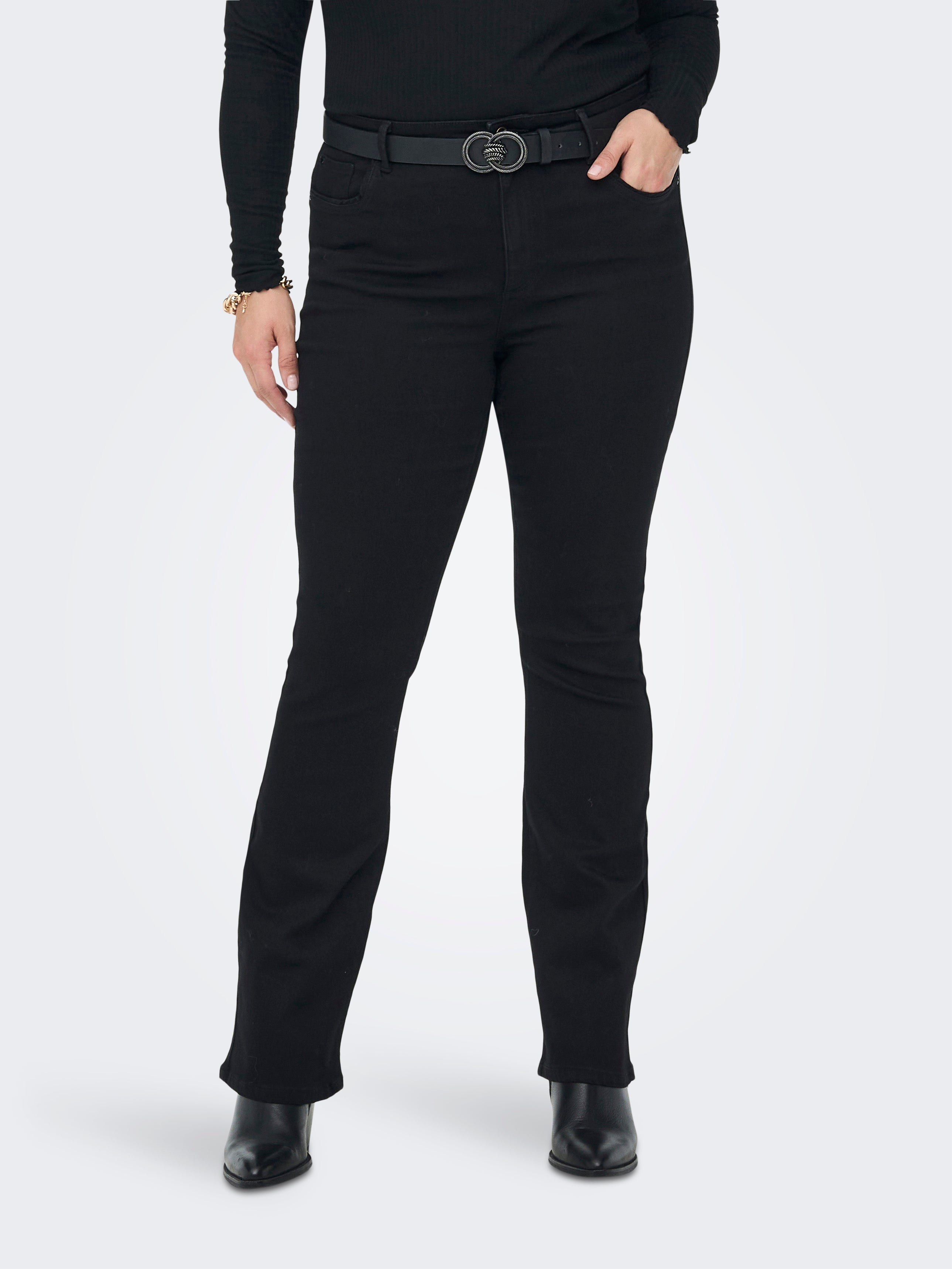 Only Carmakoma Sally Flared Jeans in Black