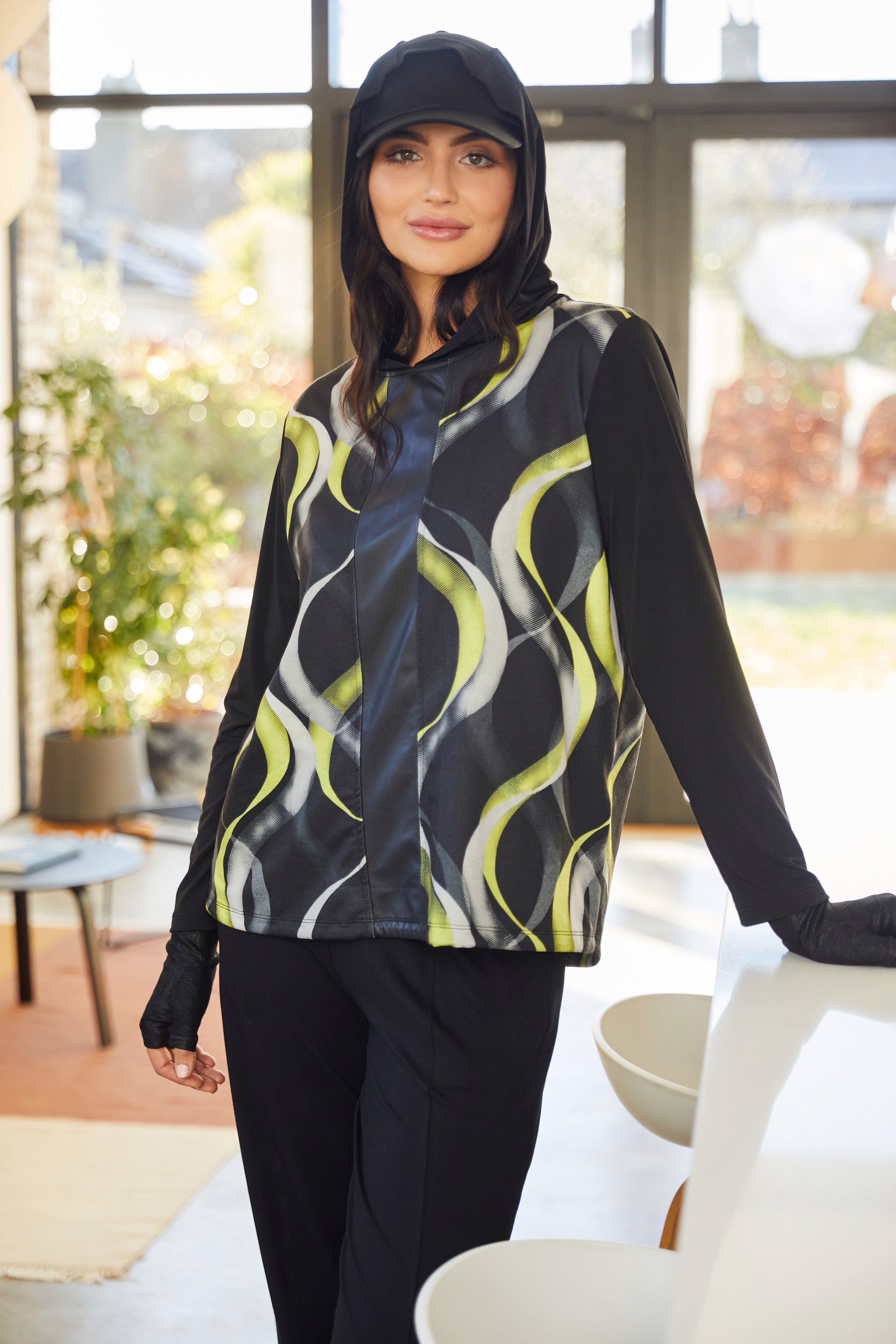 Ora Lime Swirl Hooded Top