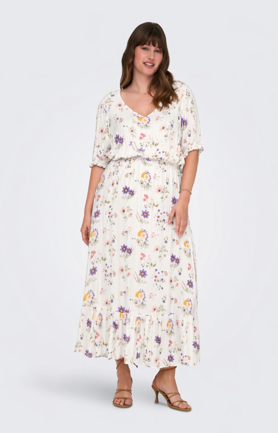 Only Carmakoma Chianti Dress in Floral White 