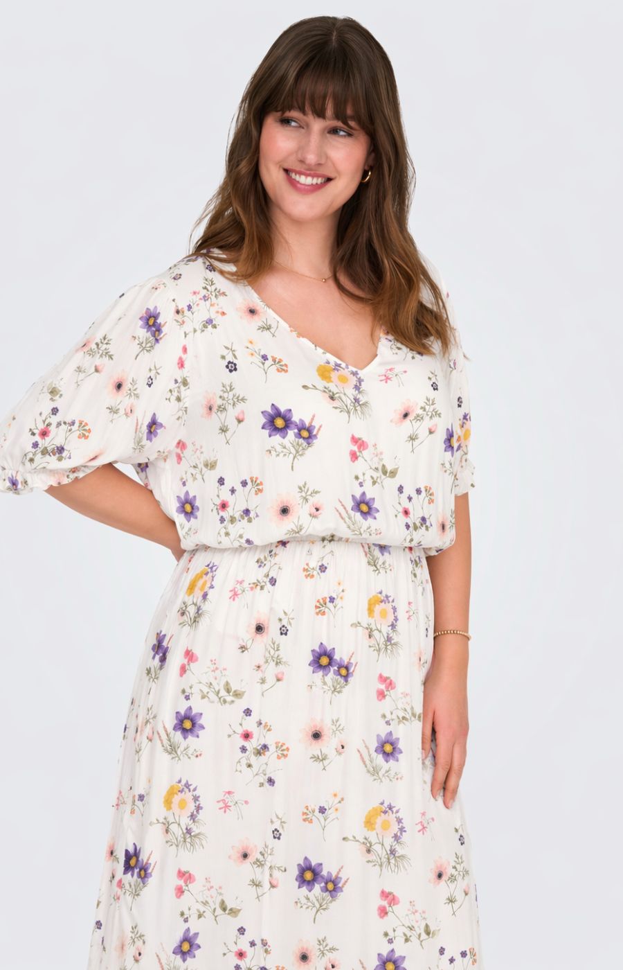 Only Carmakoma Chianti Dress in Floral White 