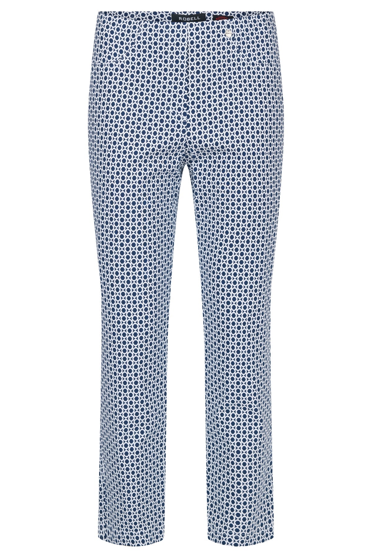 Robell 7/8ths Trousers | Navy Geo Print