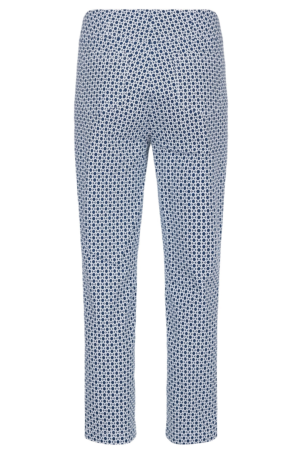 Robell 7/8ths Trousers | Navy Geo Print