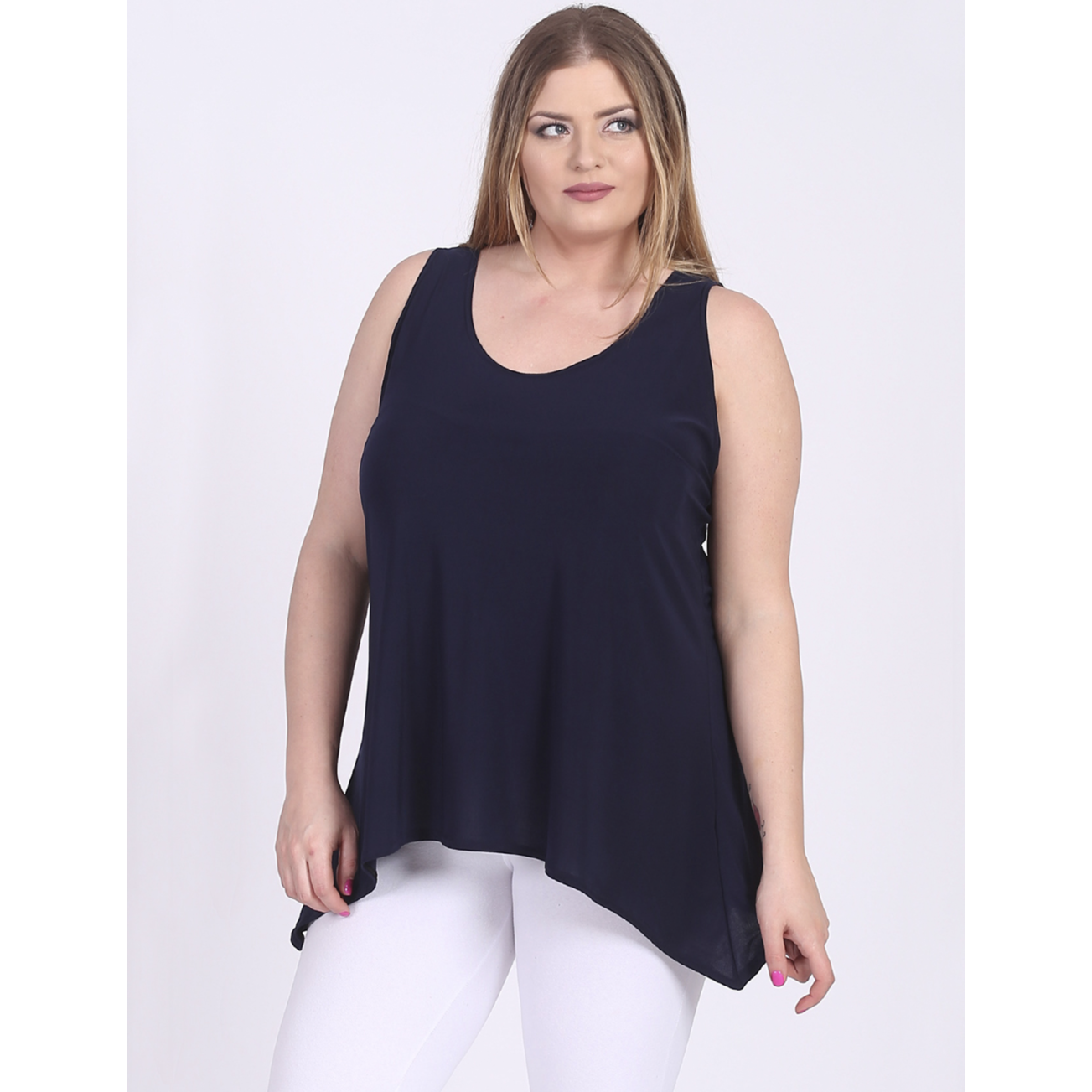 Magna A-Line vest in navy - Wardrobe Plus