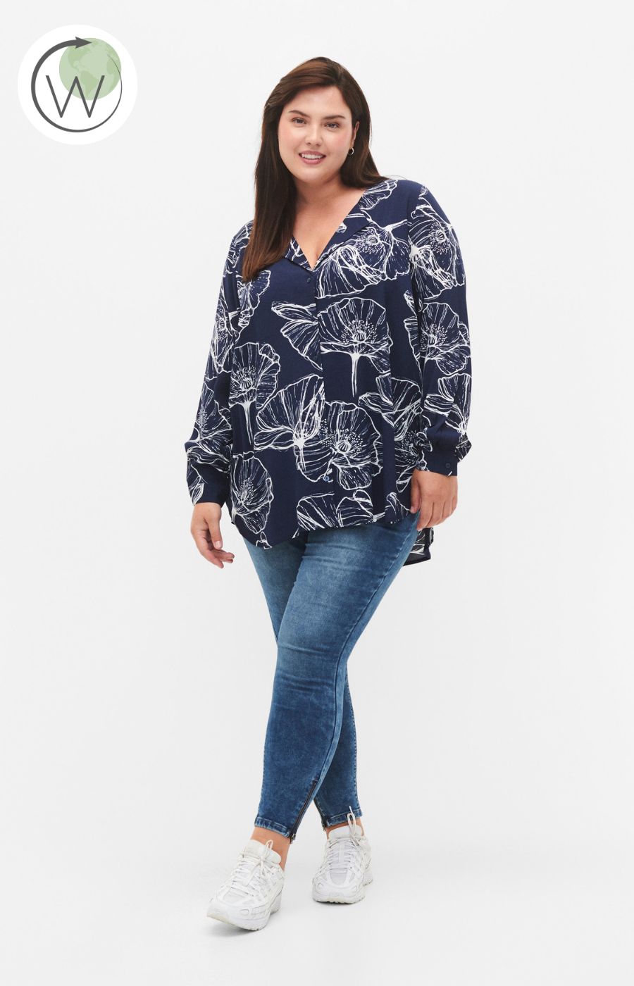 Zizzi Bella Blouse in Navy