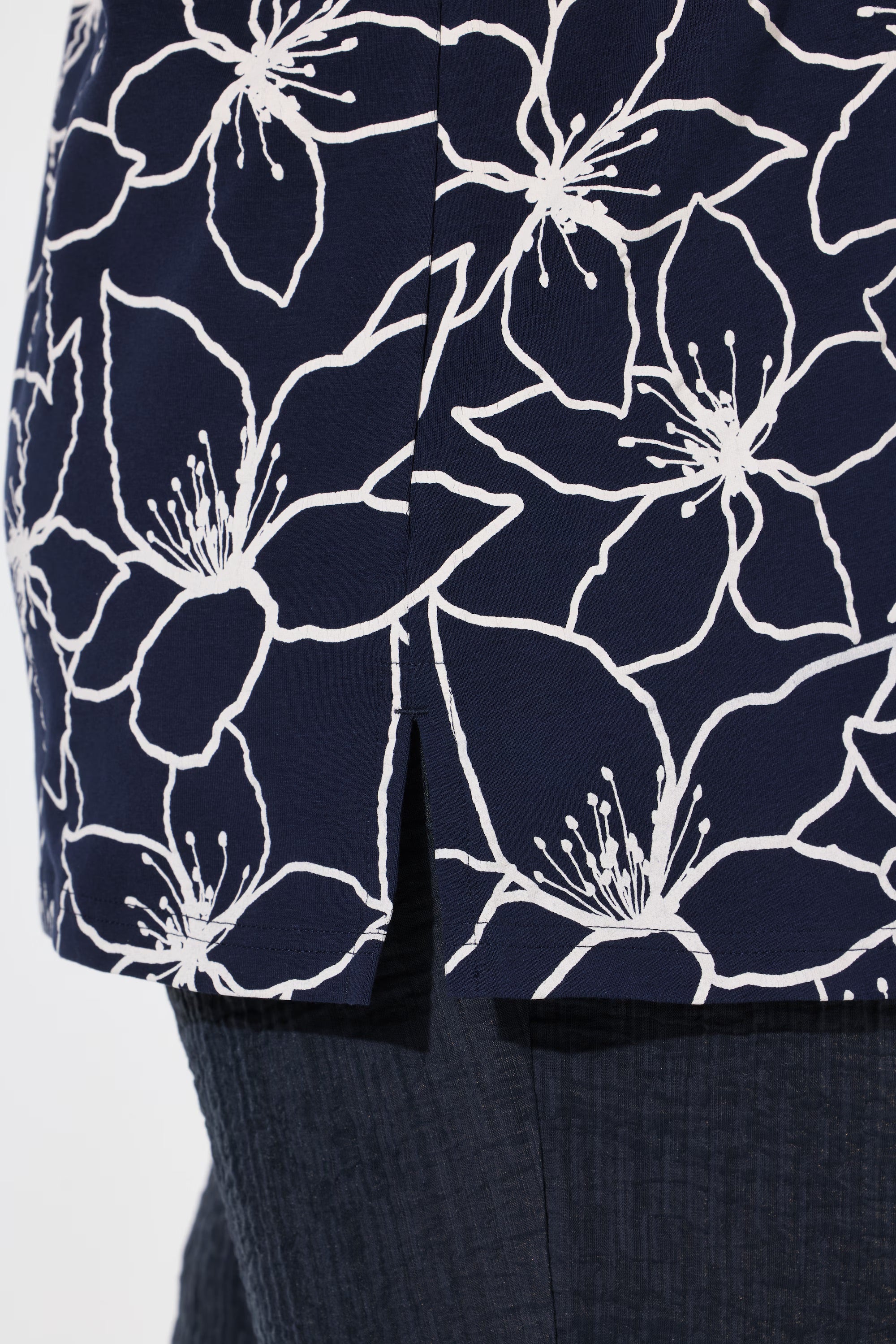 Ulla Popken Abstract Floral T-Shirt in Navy