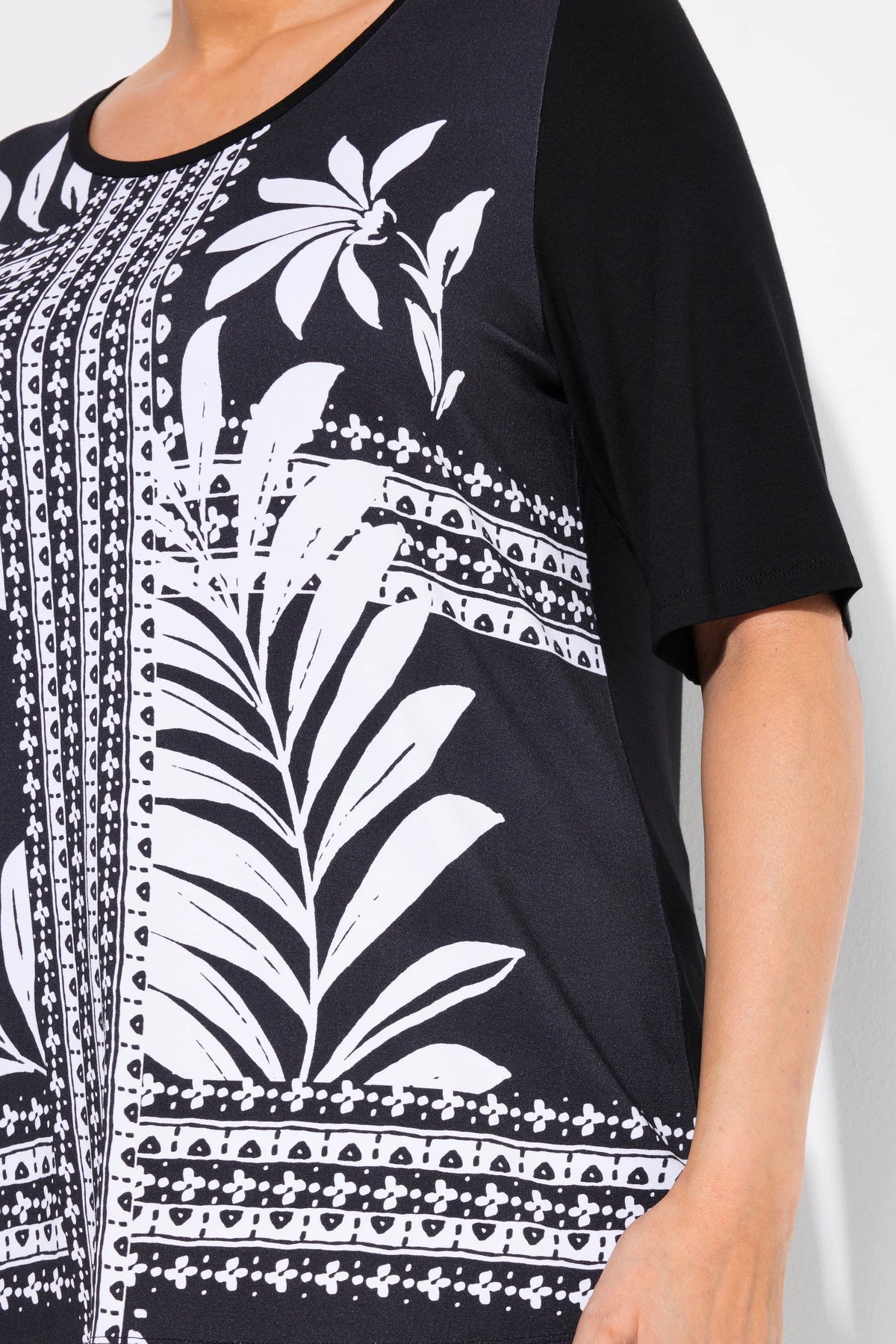 Ulla Popken Black Satin Front T-Shirt