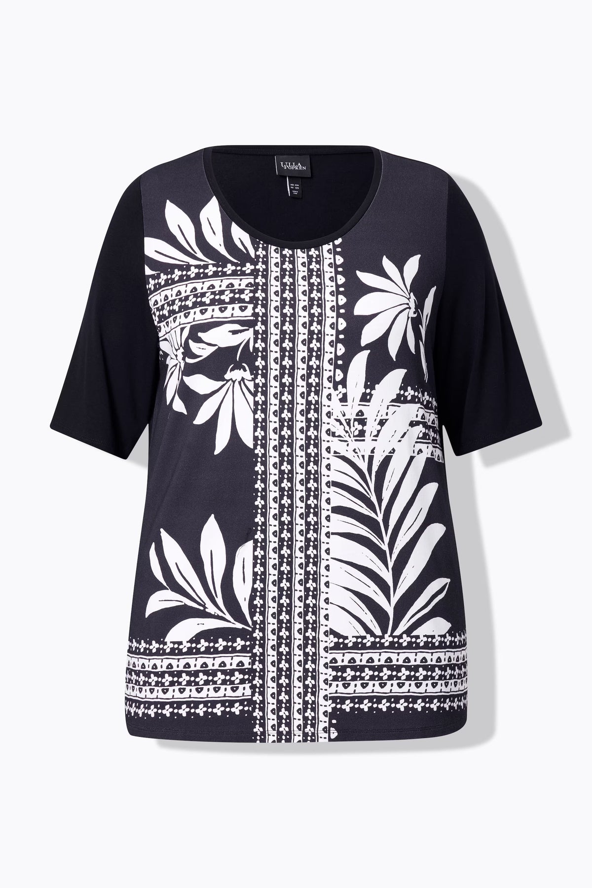 Ulla Popken Black Satin Front T-Shirt