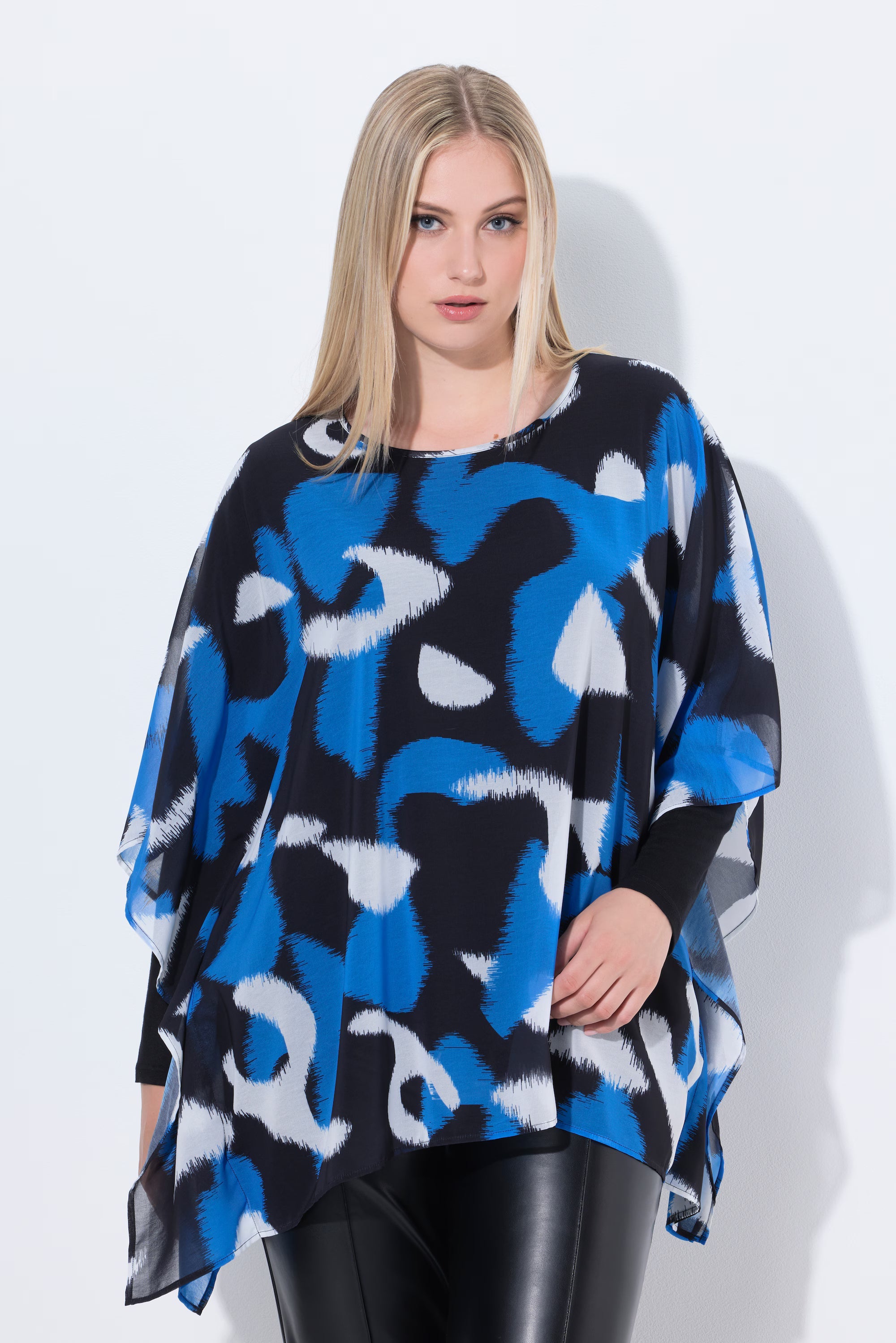 Ulla Popken Chiffon Blouse in Blue