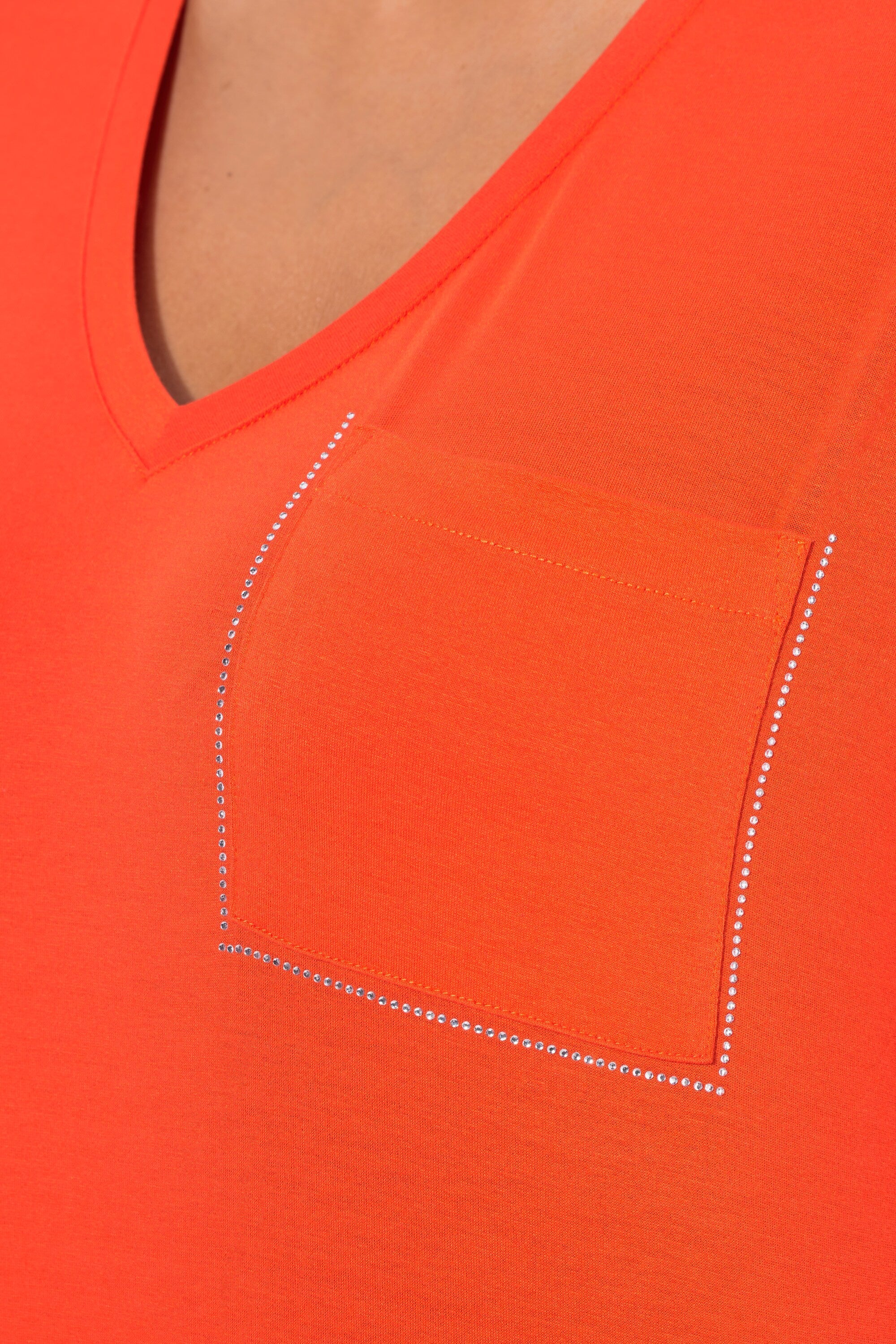 Ulla Popken Diamond Pocket T-Shirt in Orange
