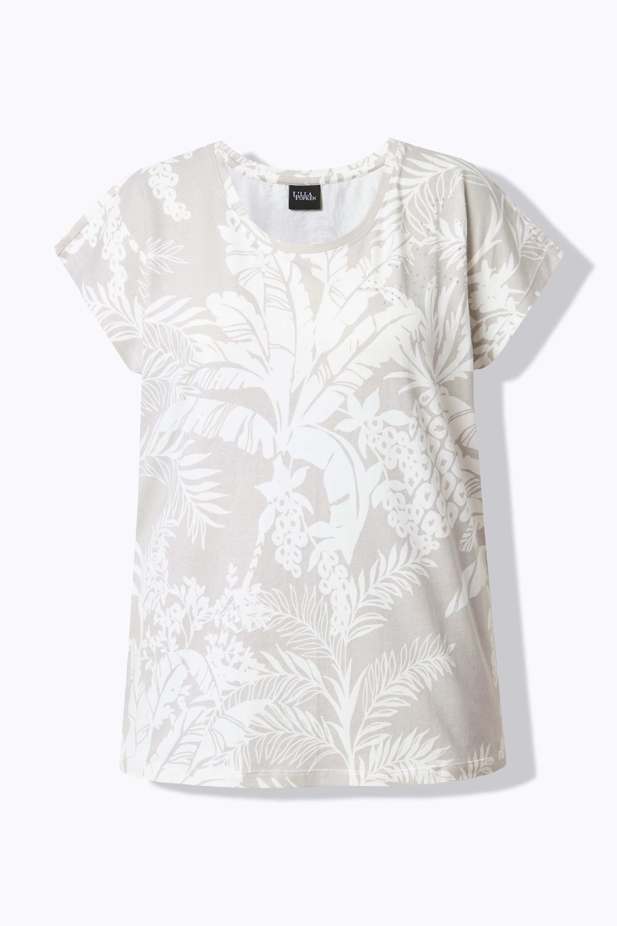 Ulla Popken Floral T-Shirt in Beige