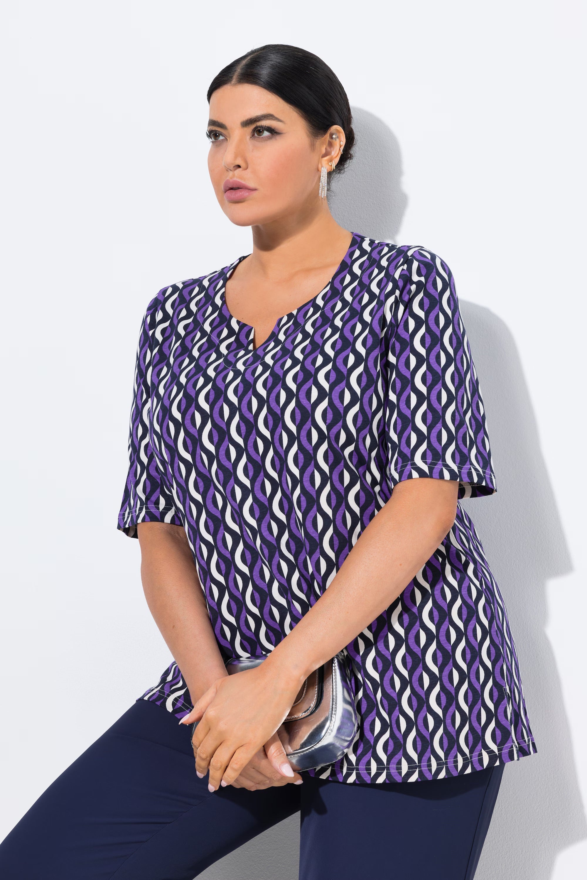 Ulla Popken Graphic Purple T-Shirt