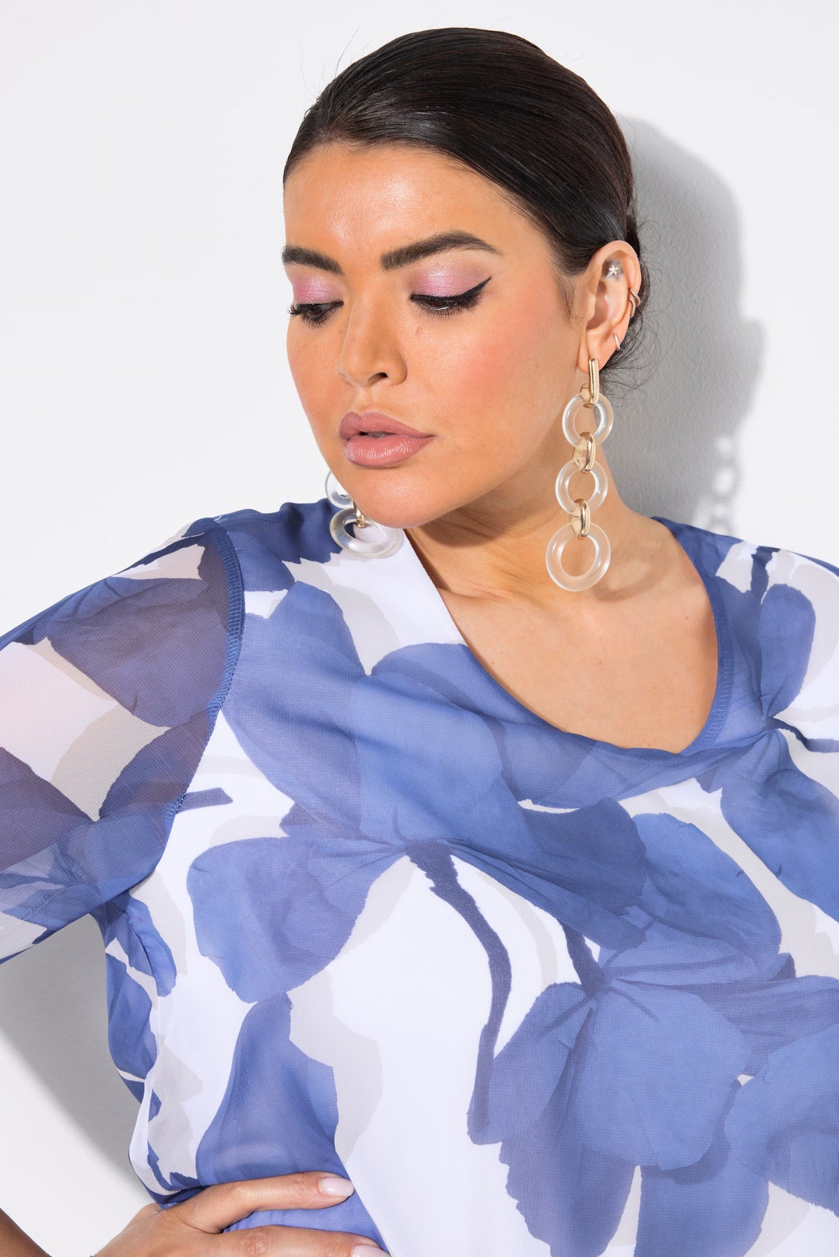Ulla Popken Hydrangea Chiffon Blouse