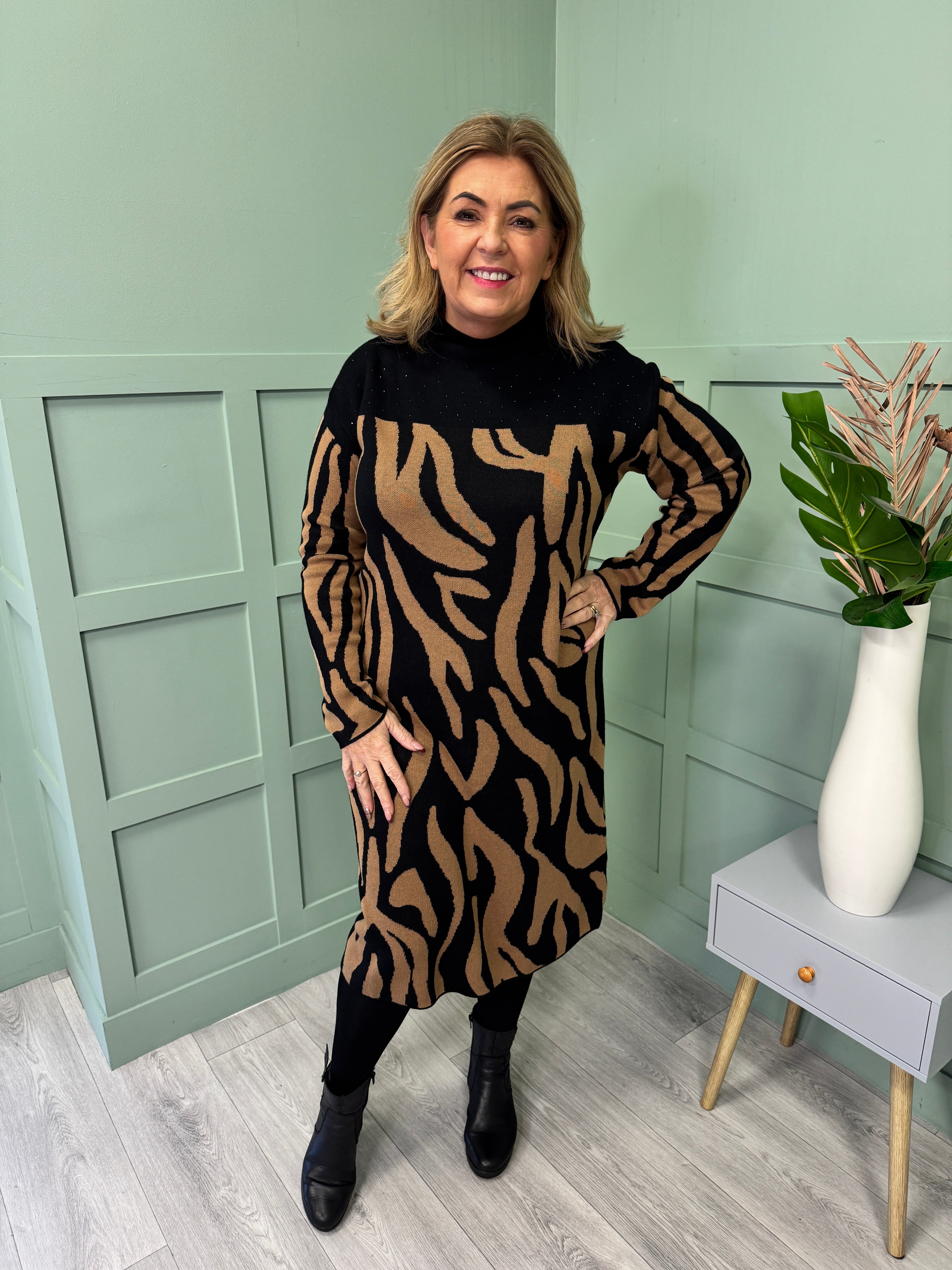 Ulla Popken Knit Animal Print Dress