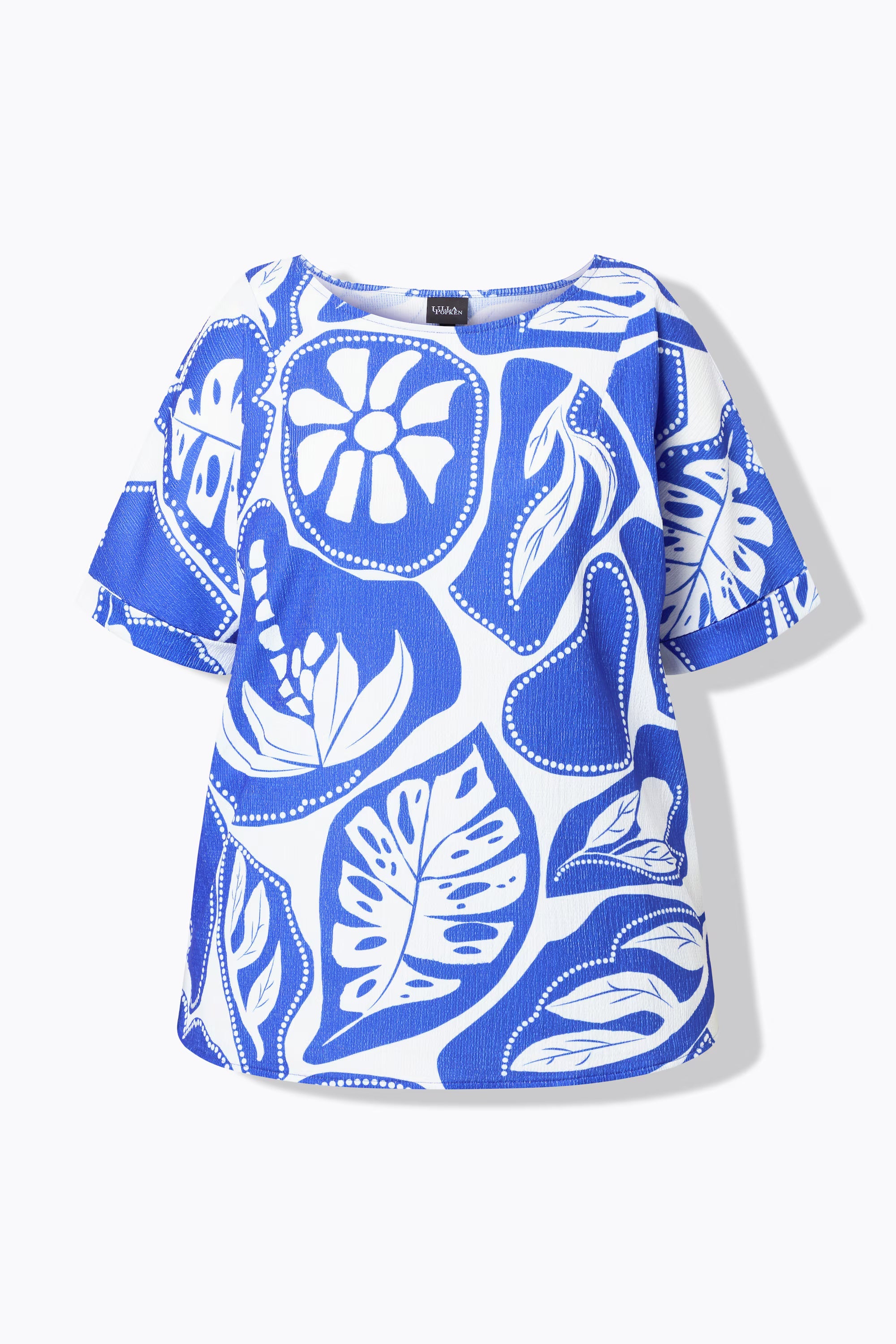 Ulla Popken Leaf T-Shirt in Blue  