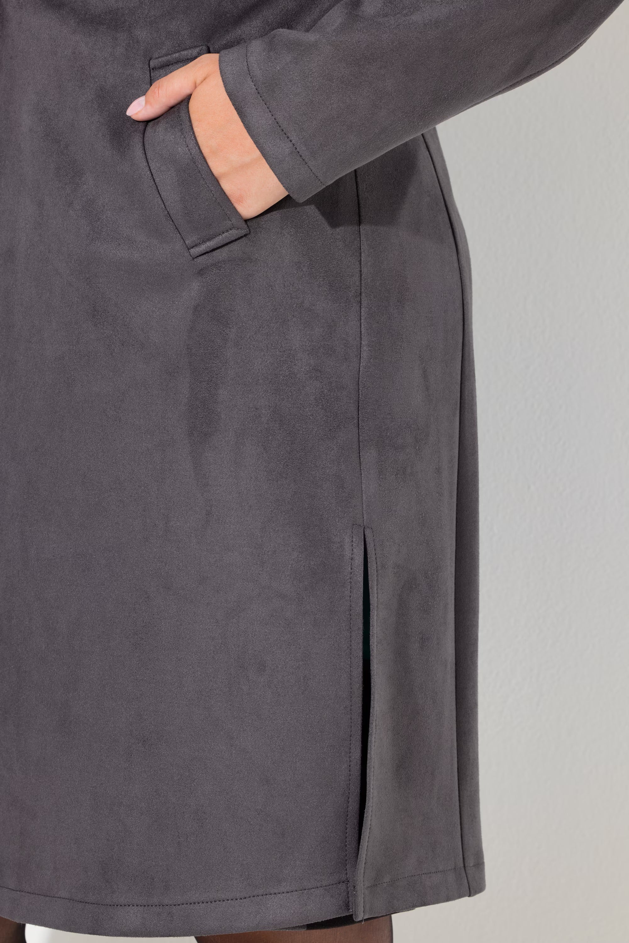 Ulla Popken Long Blazer in Charcoal